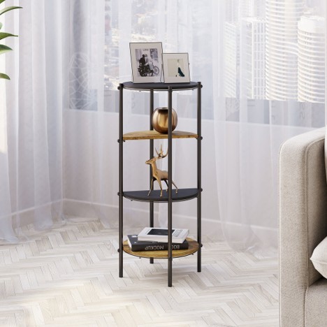 Modern C‑Shaped Side Table – Black Metal Frame