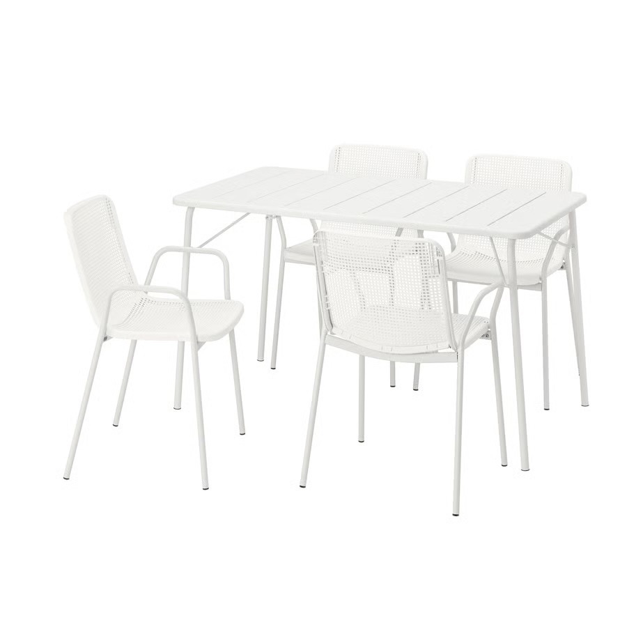 TORPARÖ Table and 4 armchairs, outdoor, foldable white/white