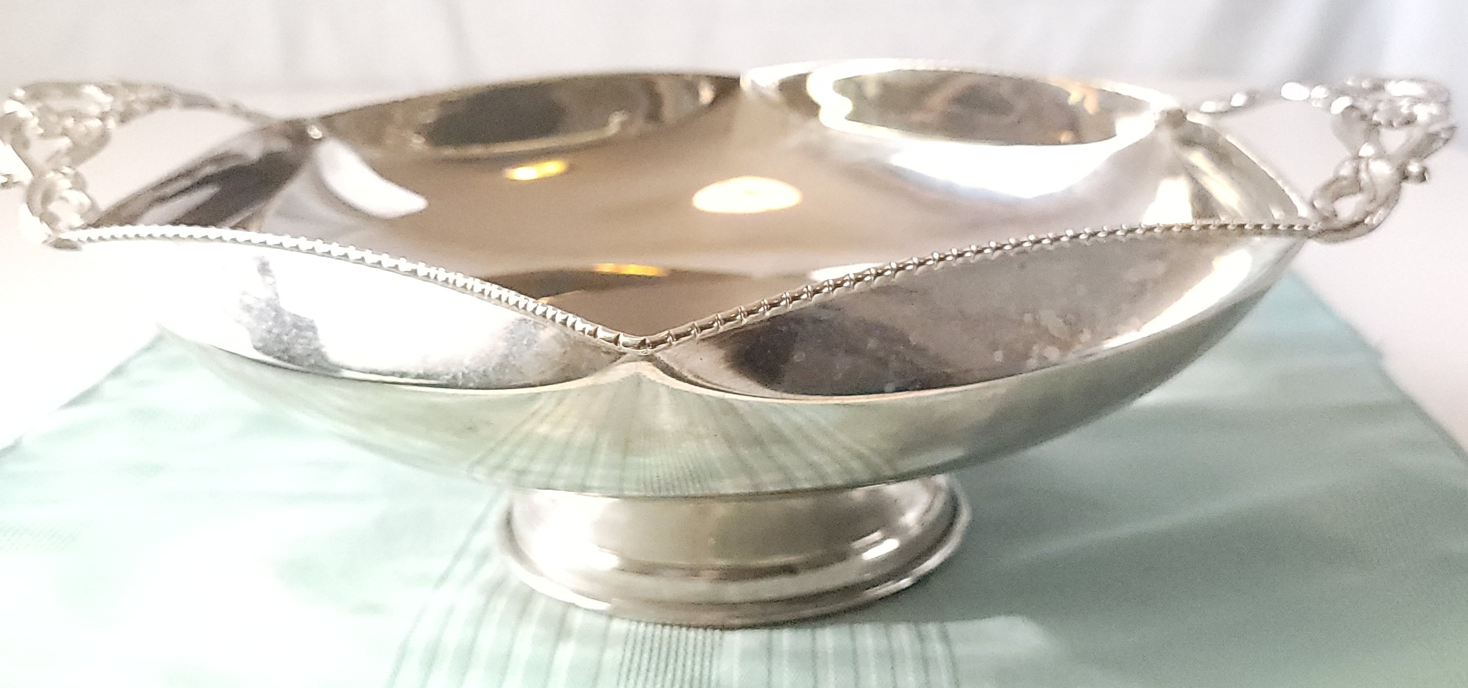 Carniti Silver Plated Pedestal Bowl, Circa 1970s Italian Hexagon