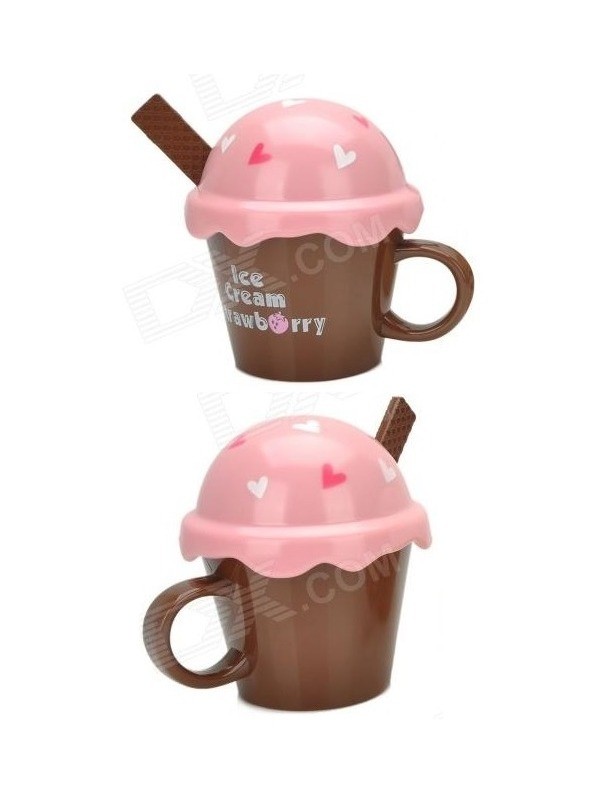 Ice Cream Strawberry Cup with Spoon and Lid - photo 2