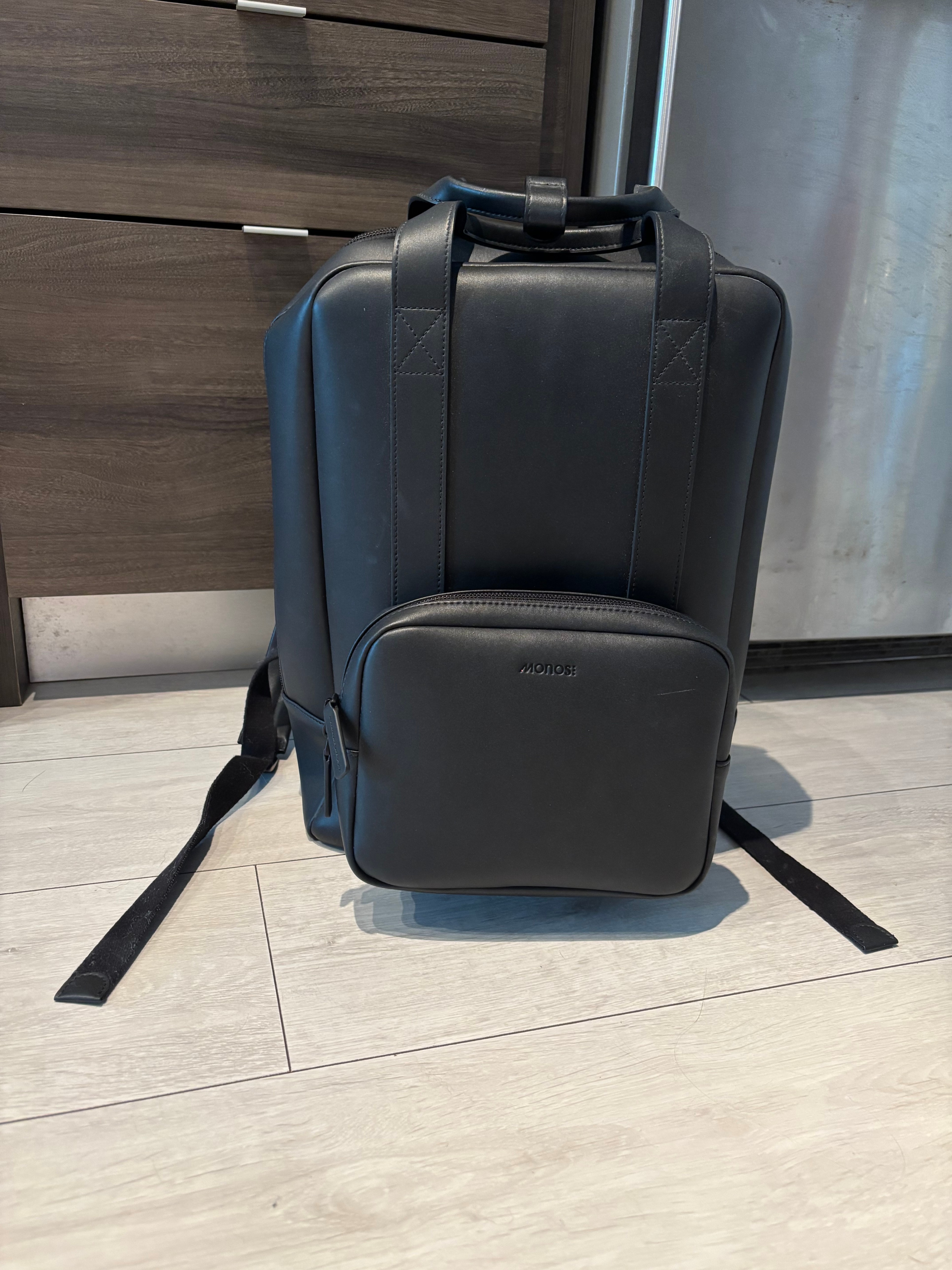 MONOs Metro Backpack Black Vegan Leather 18L