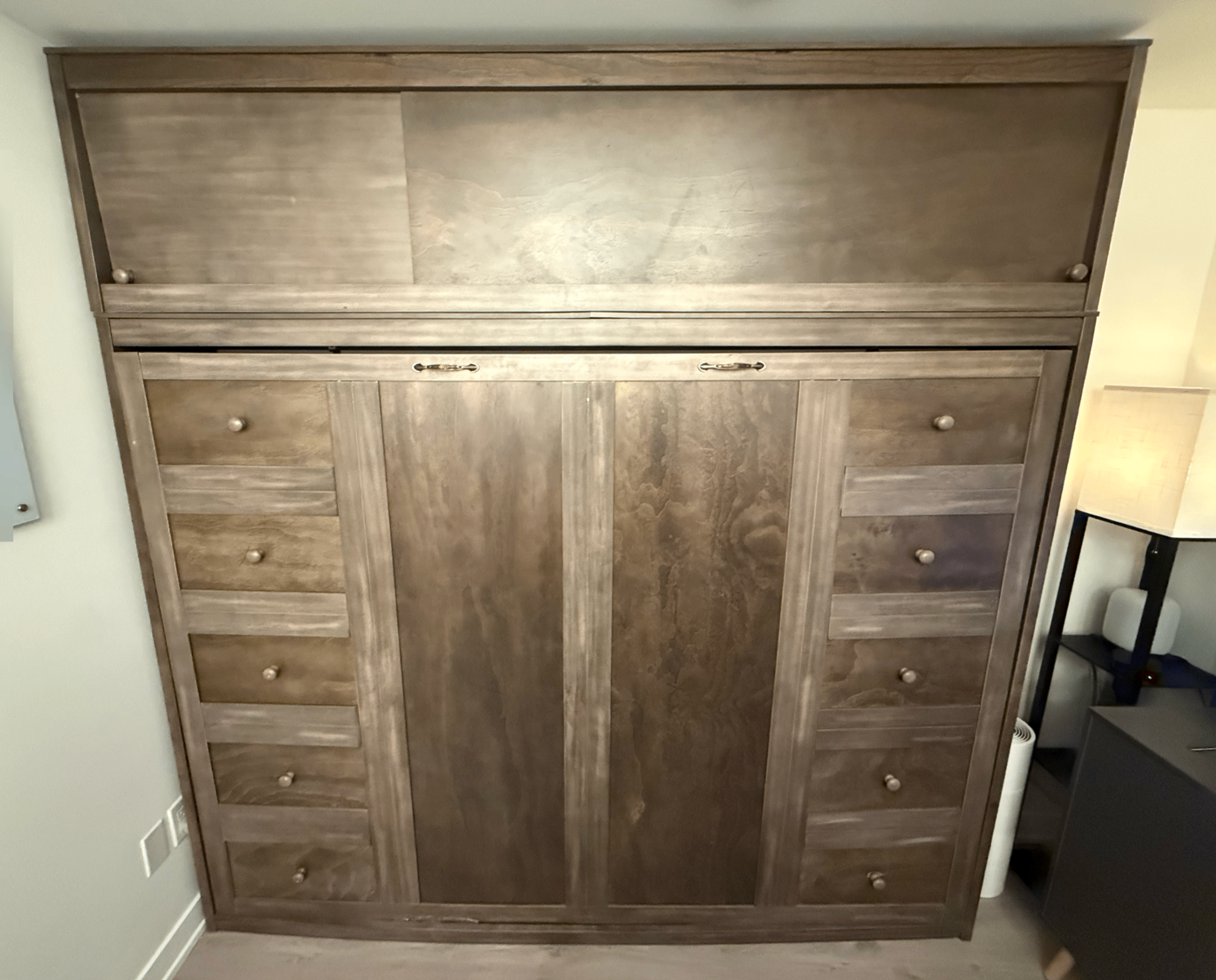 Queen Murphy Bed Cabinet - Hydraulic Lift, LED, Wood Slats - photo 2