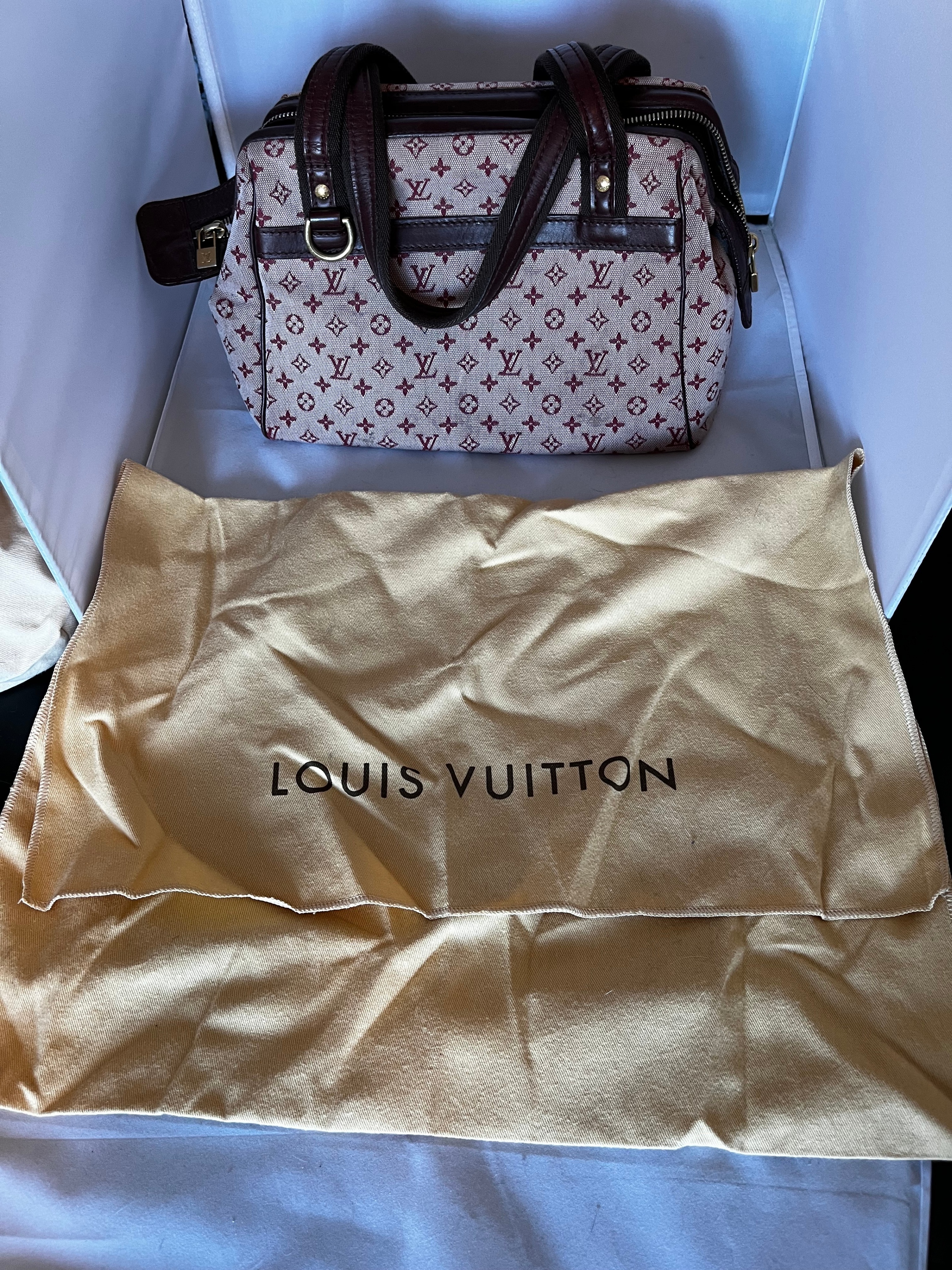 LOUIS VUITTON Josephine Burgundy Monogram Mini Lin GM Speedy