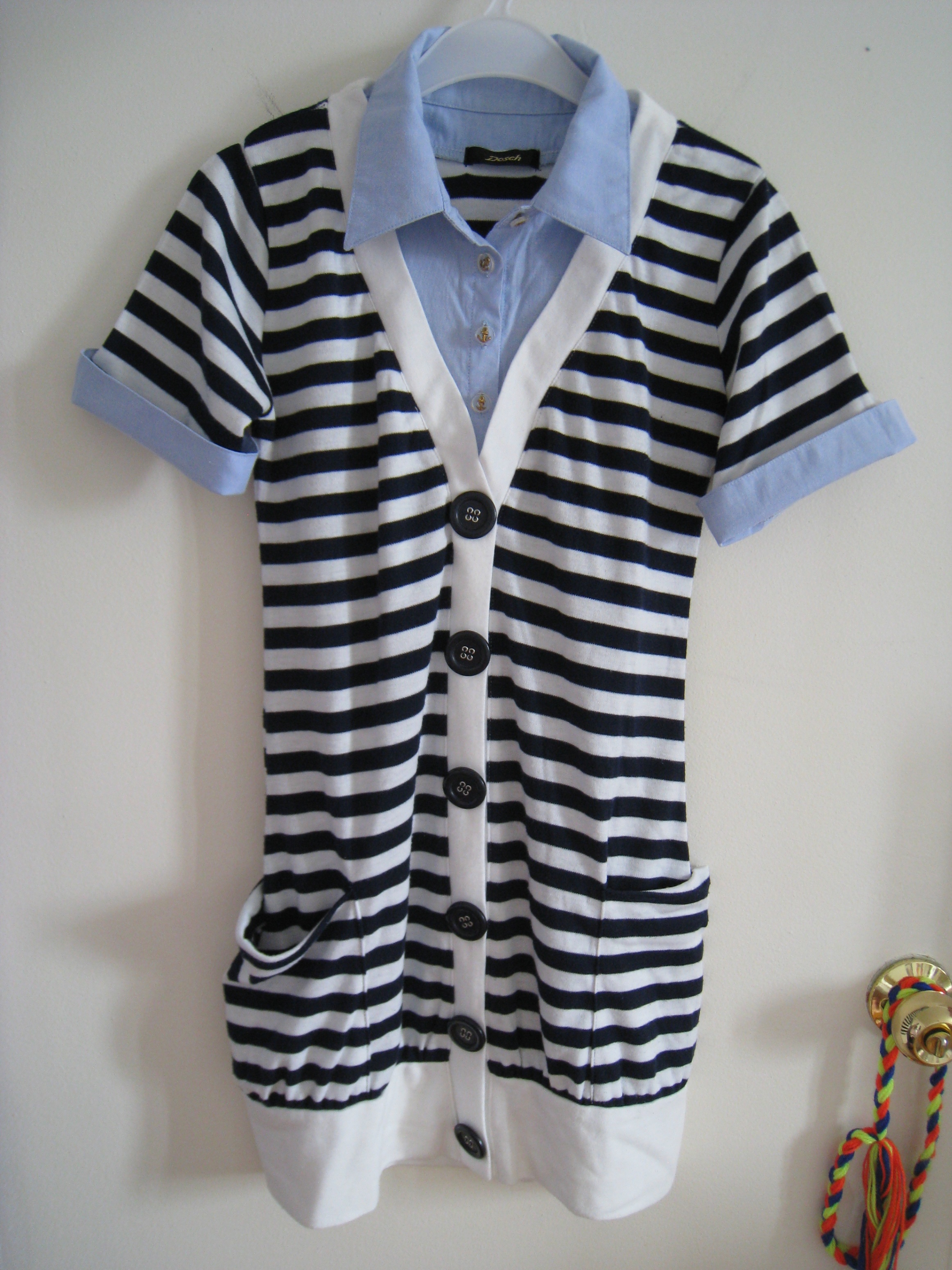 Japanese Brand Dosch Navy Sailer Striped Button Collar Dress - photo 4