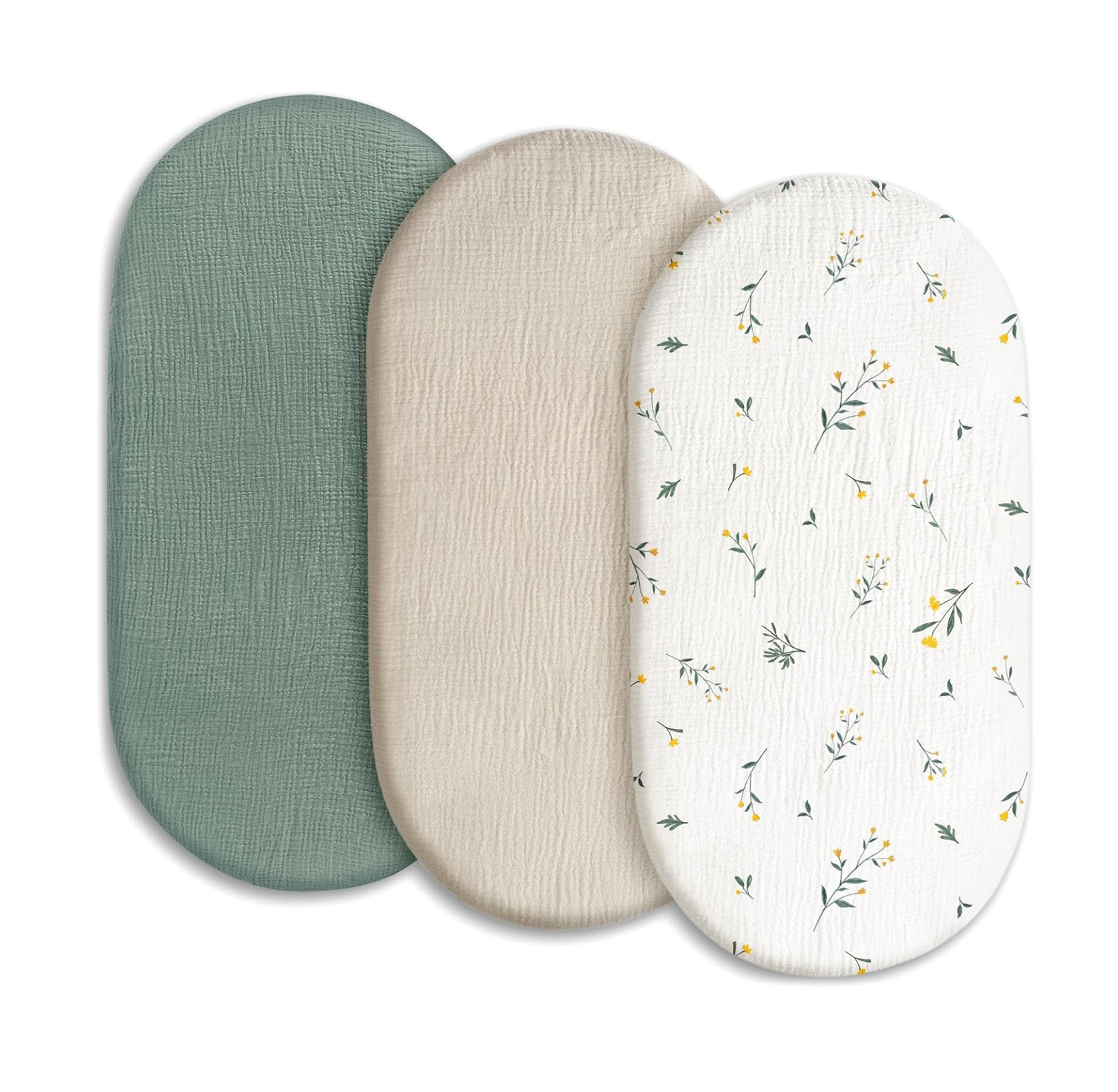 Baby Muslin Bassinet Sheets 3 Pack - Green