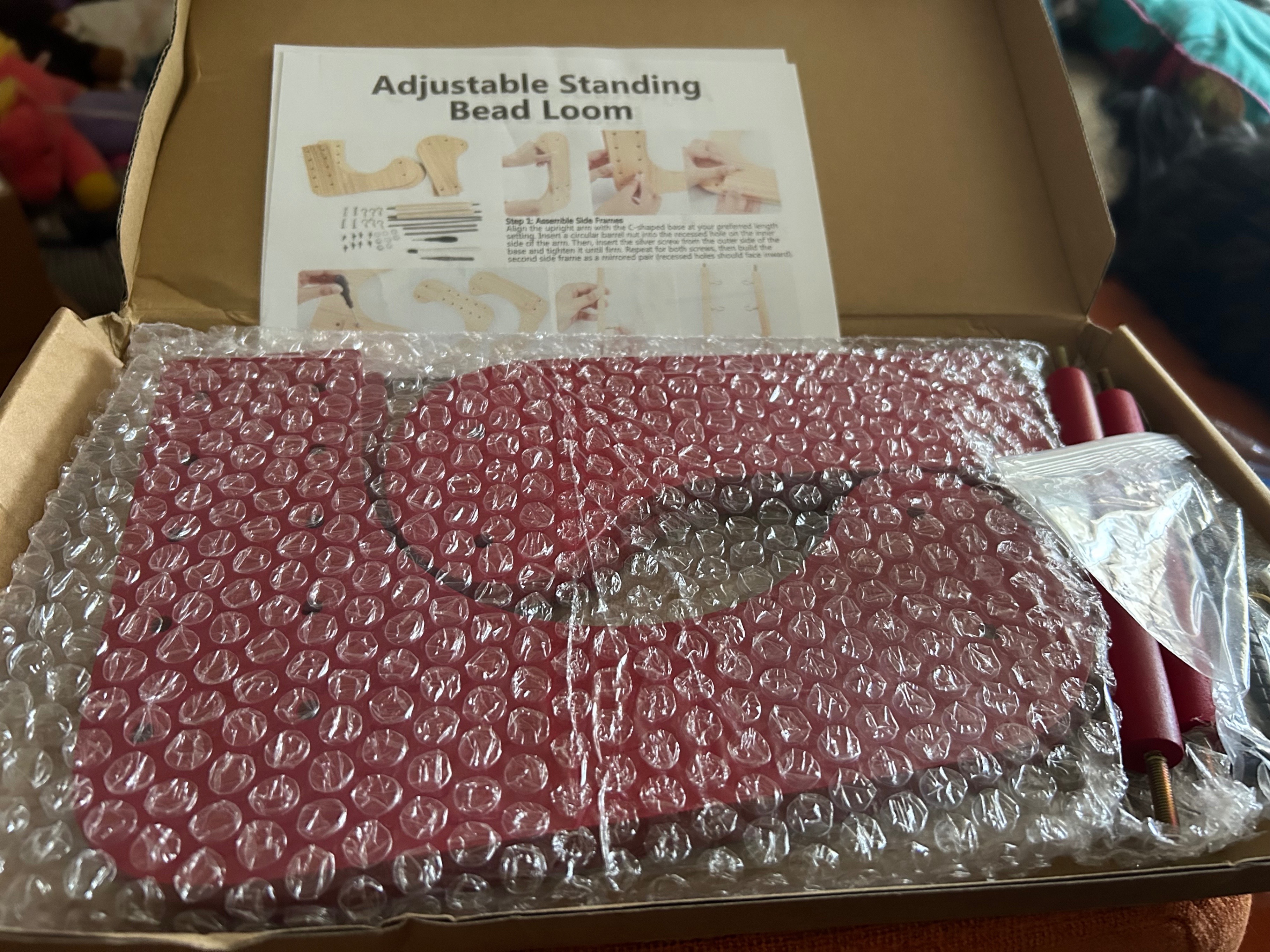 Large Red Wooden Adjustable Beading Loom - photo 4