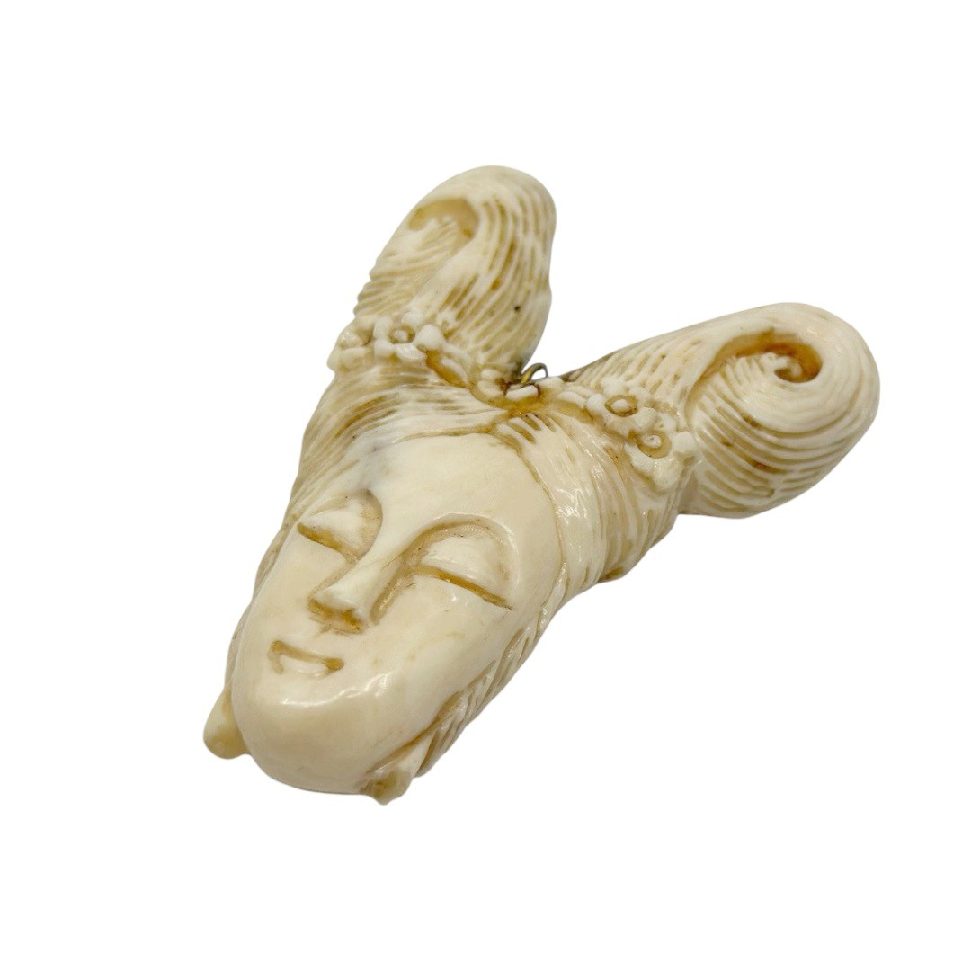 Vintage Chinese Angel Skin Coral Asian woman pendant - photo 4