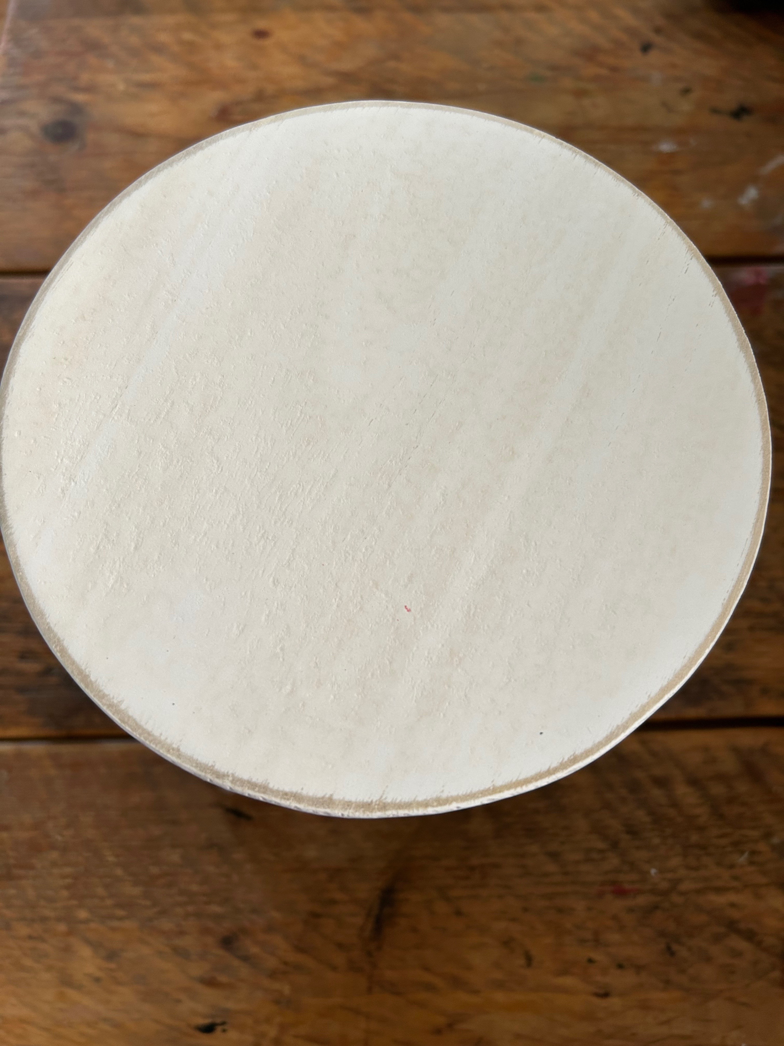 Small White Washed Wood Stool/Plant Holder - photo 2