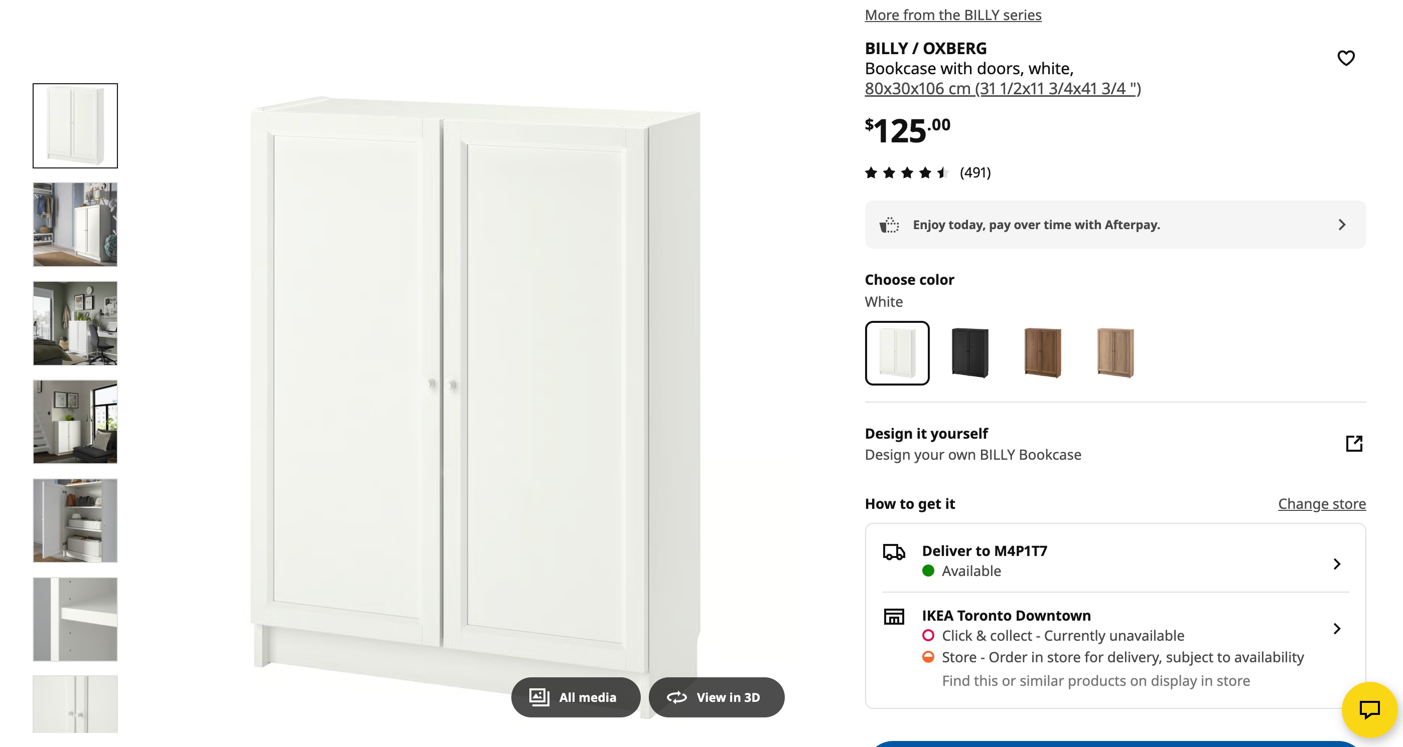 Ikea BILLY / OXBERG Bookcase with doors, white