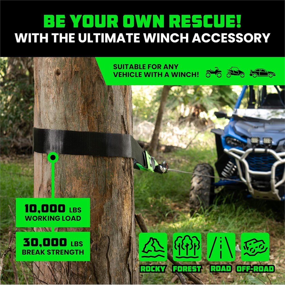 Rhino USA 3" x 8' Tree Saver Tow Strap –31,518 lb Break Strength - photo 2