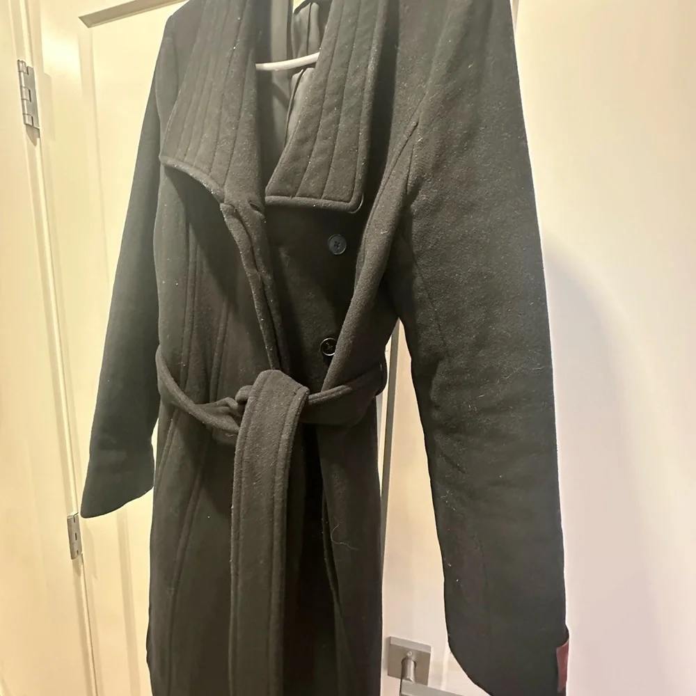 Aritzia Babaton Black Belted Wool Coat