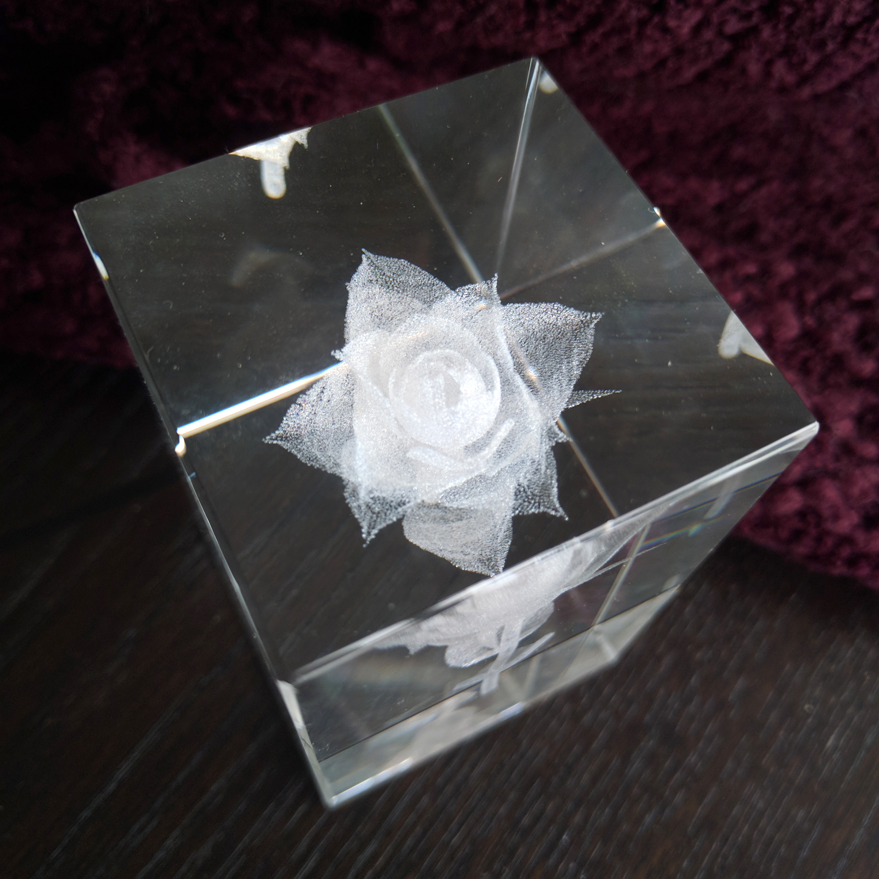 3D Laser Engraved Decorative Glass Rose - photo 2