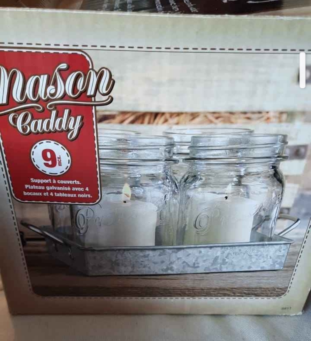 Mason Caddy Flatware Tray with 4 Jars and 4 hanging chalkboards - photo 3