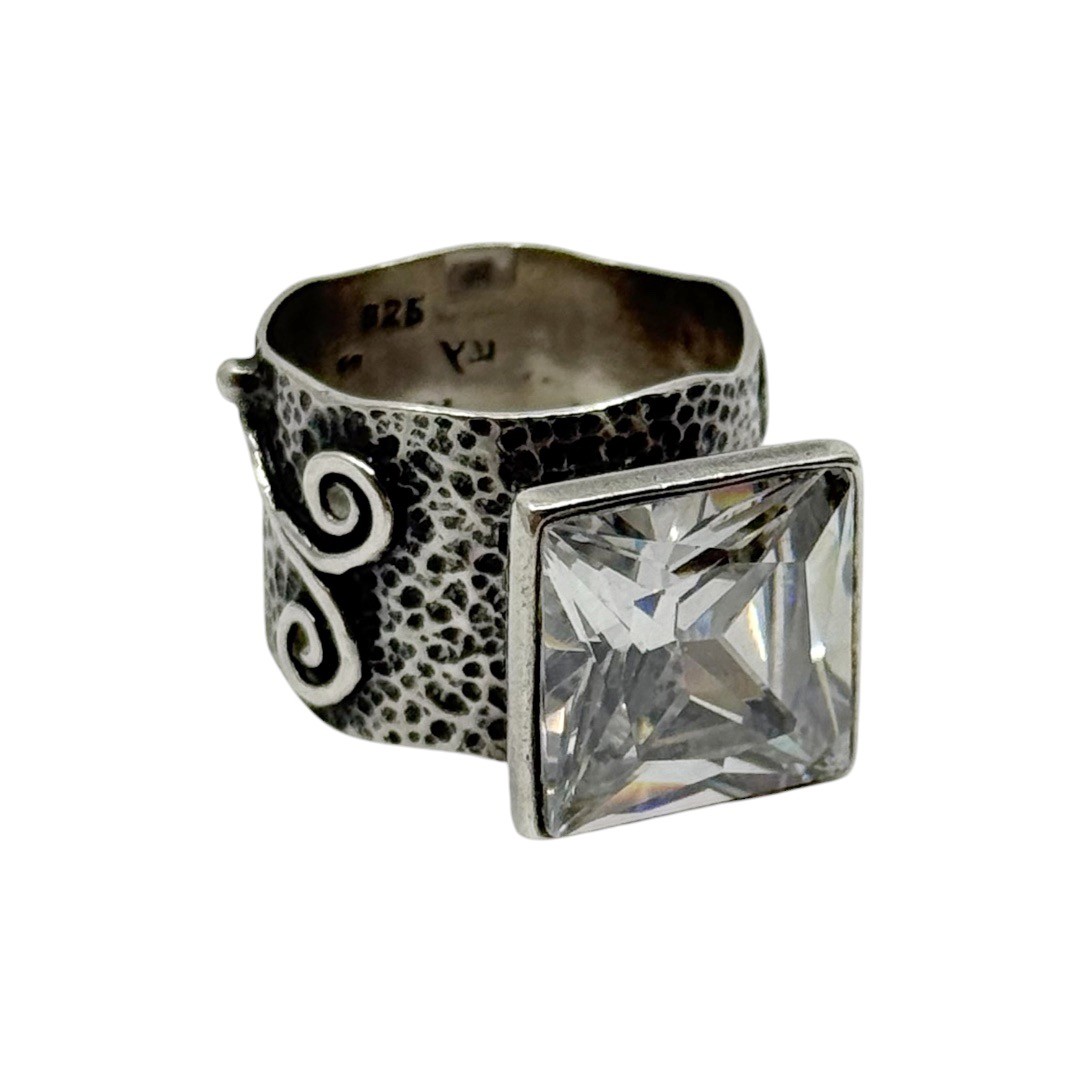 Golan Goldex Sterling Silver princess cut cubic zirconia ring