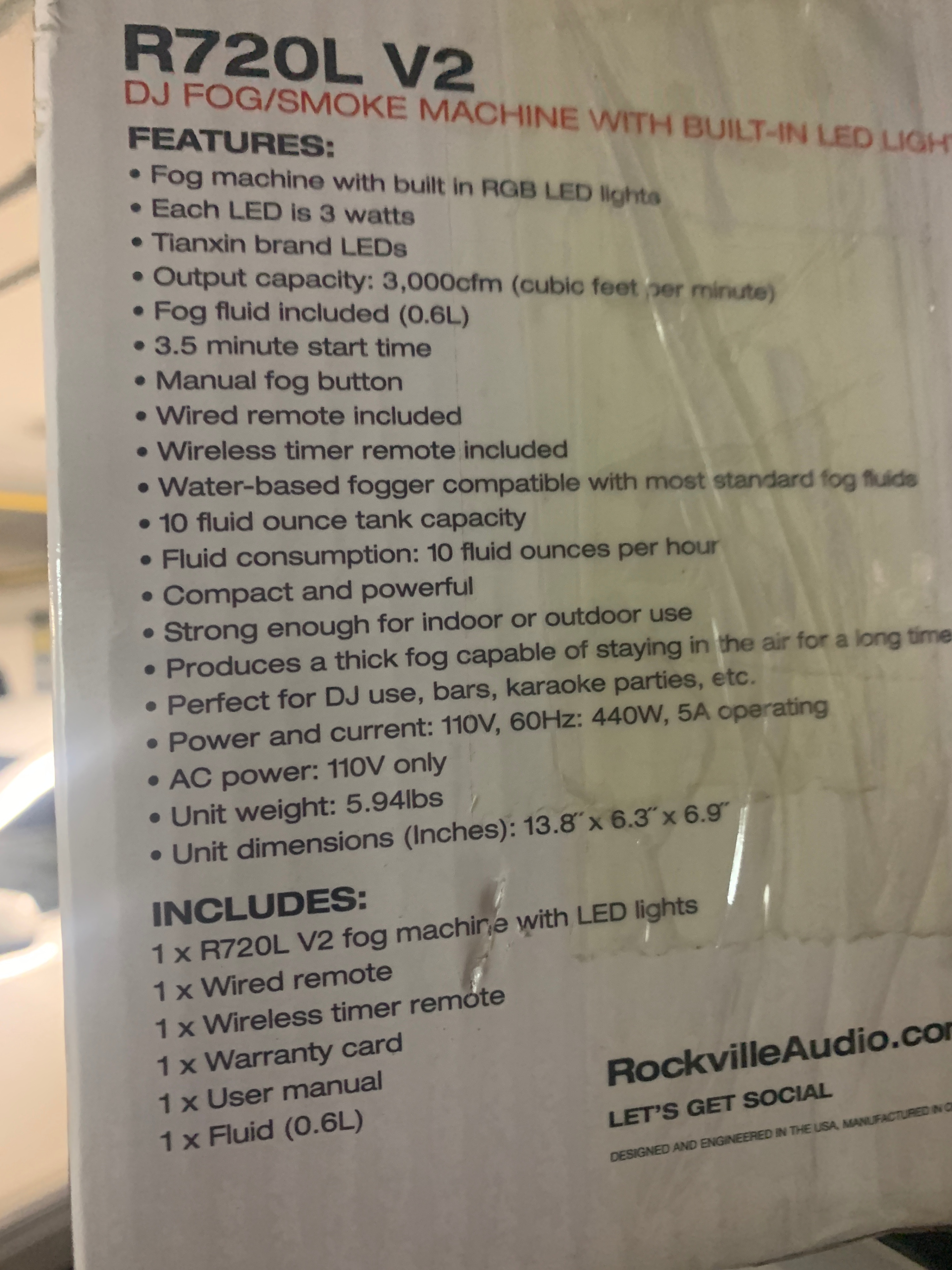 Rockville R720L Fog / Smoke / Haze Machine w/ Remote & RGB LED's - photo 3