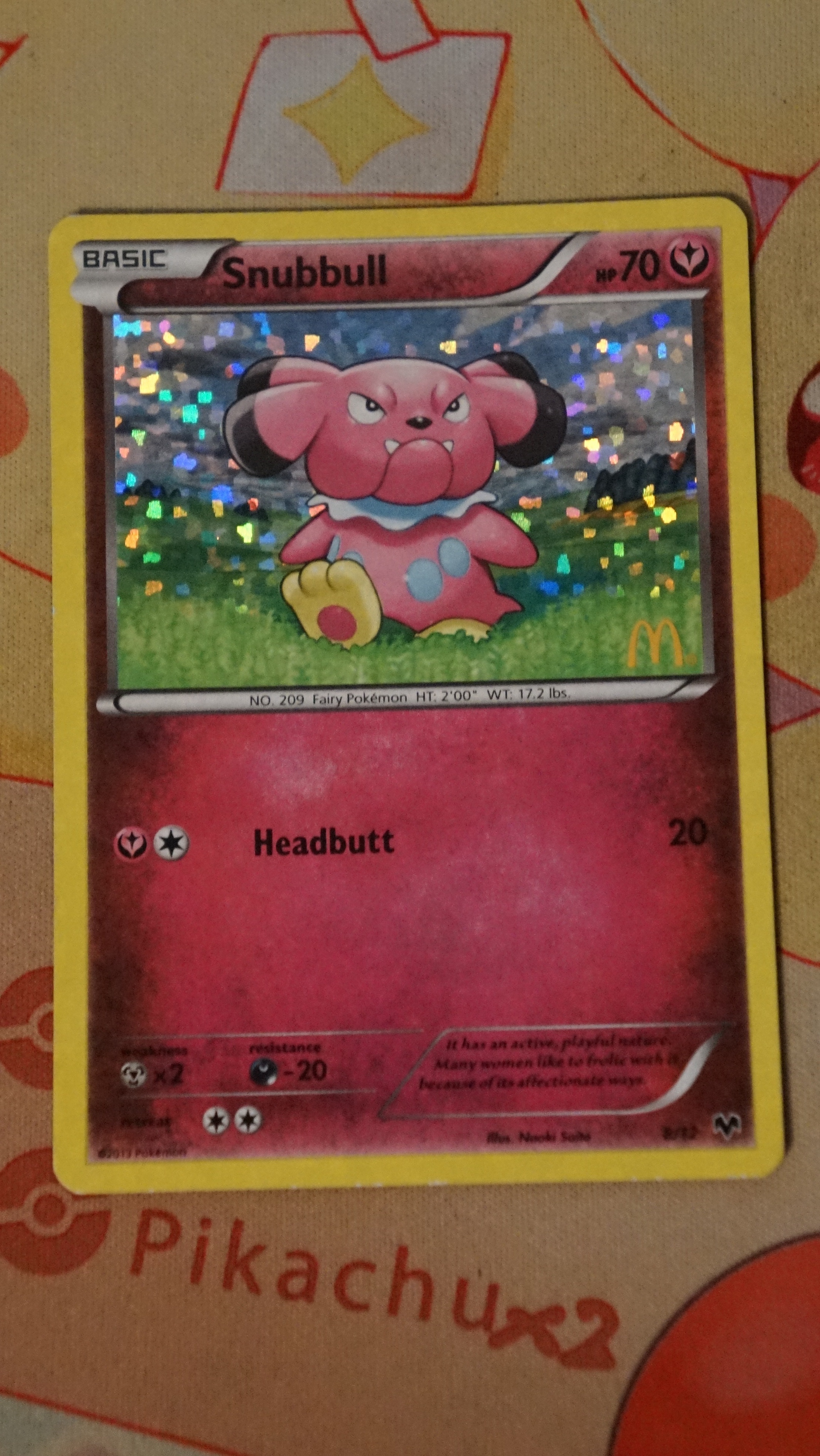 Pokemon Snubbull 8/12 McDonald's Collection 2013 Holo LP - photo 3
