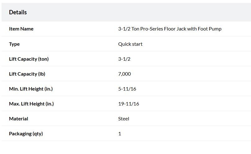 Pro-Series Floor Jack with Foot Pump - 3-1/2 Ton - photo 4
