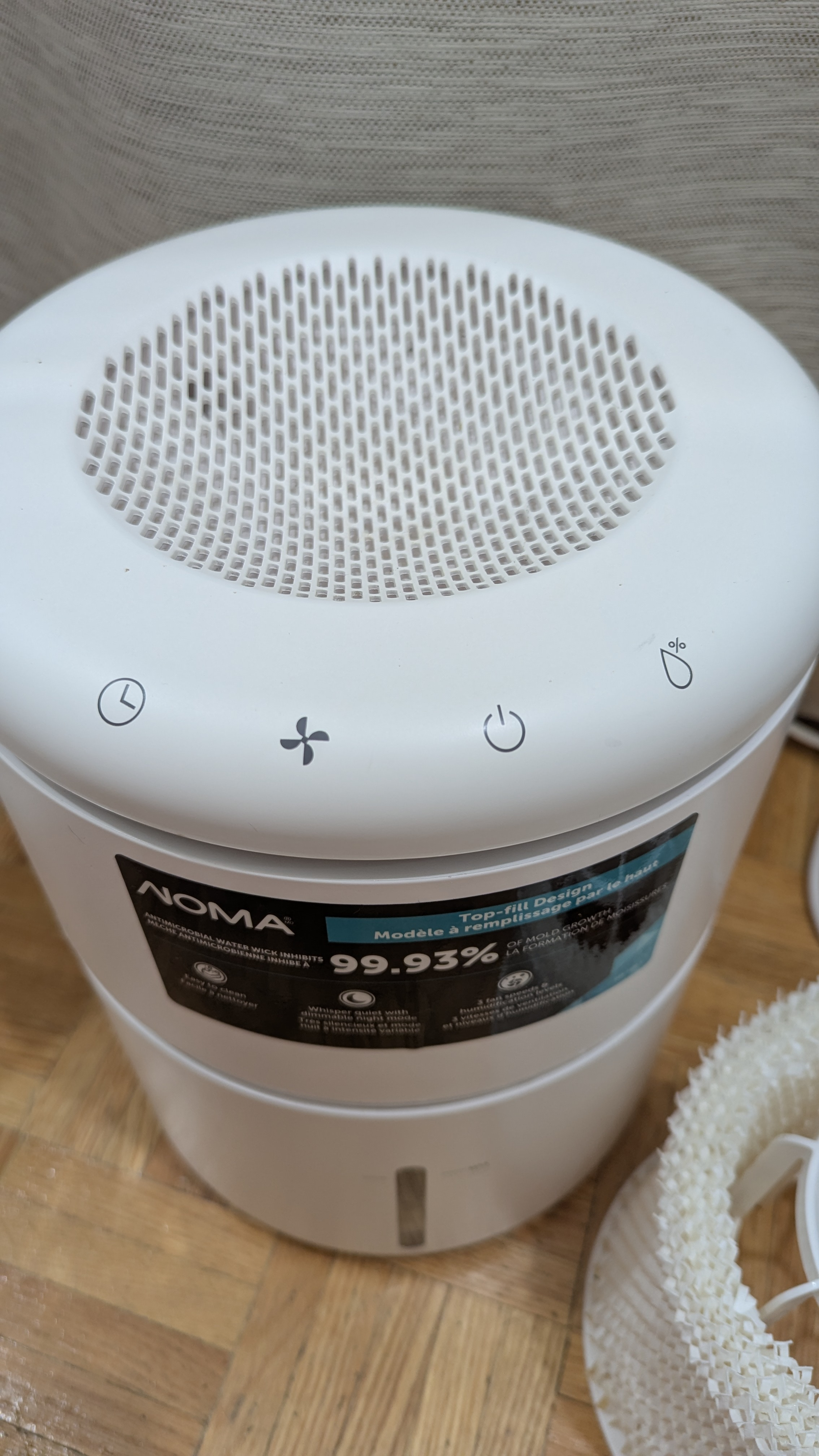 NOMA 3-Speed Top-Fill Evaporative Air Humidifier, White, 4-L - photo 2