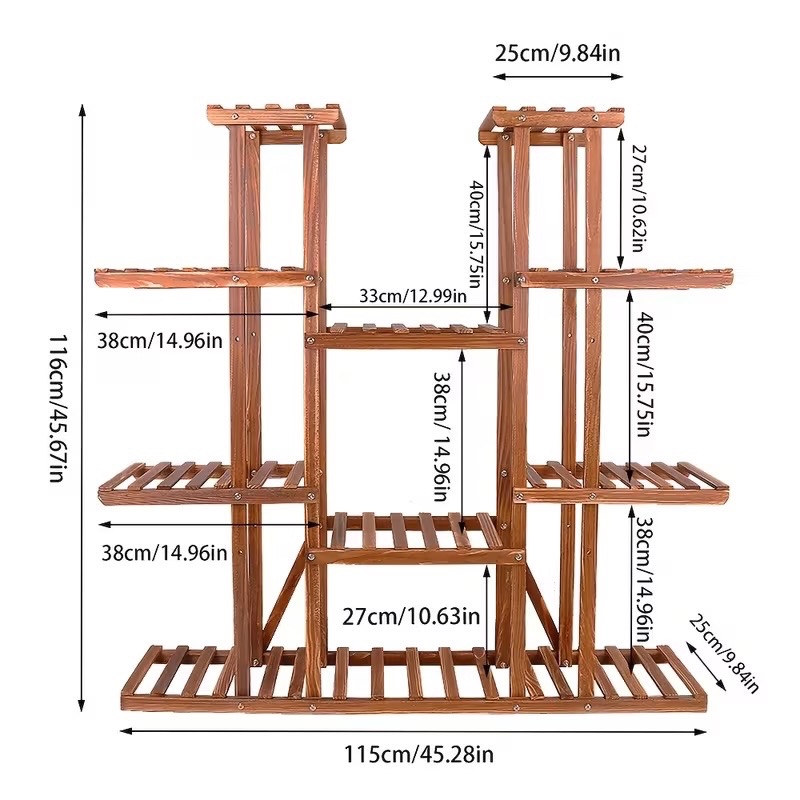 11 Level Solid Wood Plant Stand, Storage, or Display - photo 2
