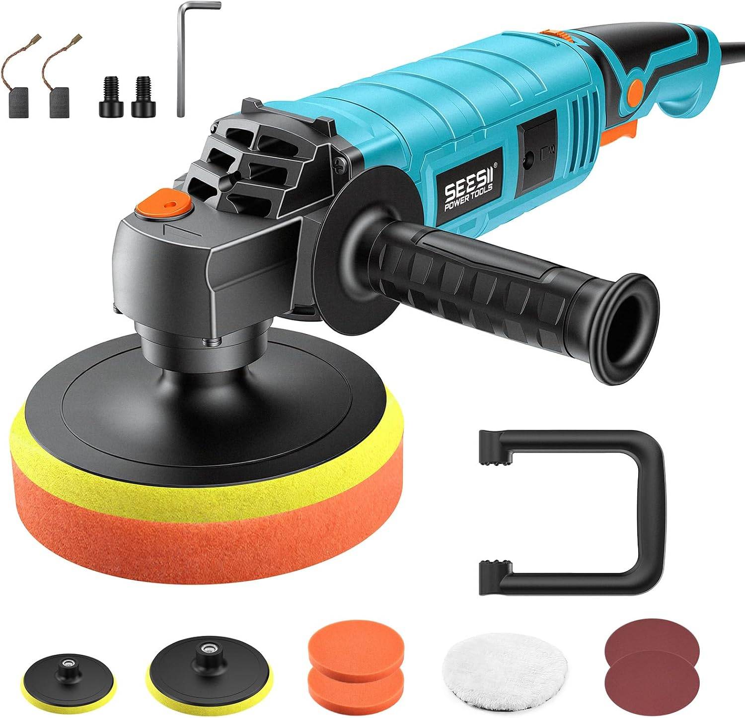 Car Buffer Polisher 1600W, 7"/6" Variable Speed 2056-3600 RPM