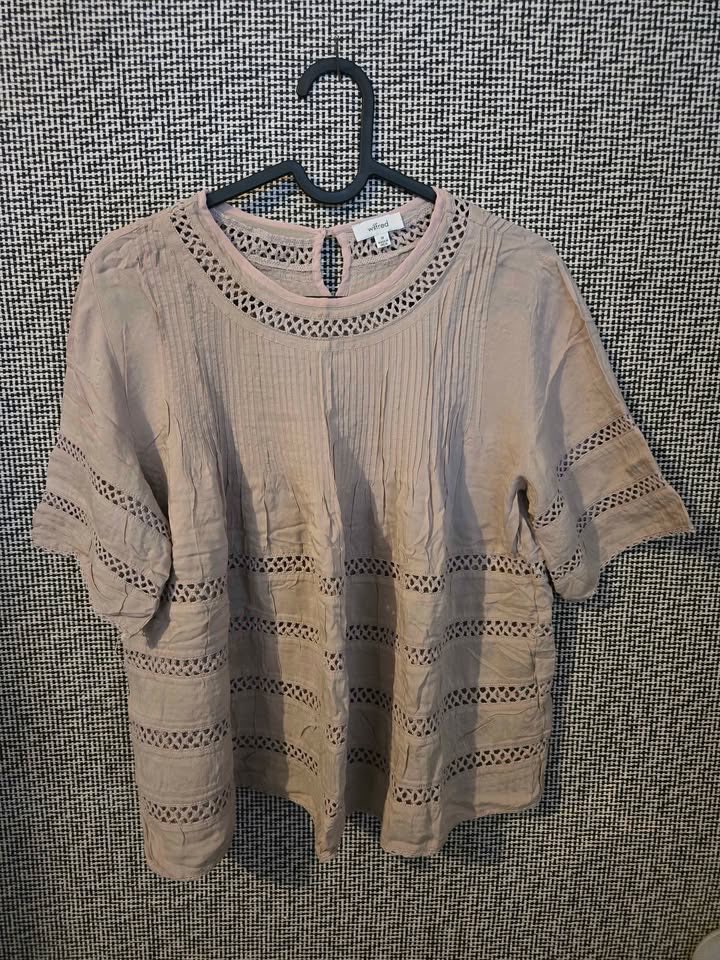 ARITZIA WILFRED BEAUDRY BOHO TOP/BLOUSE DUSTY PINK BEIGE MEDIUM - photo 2