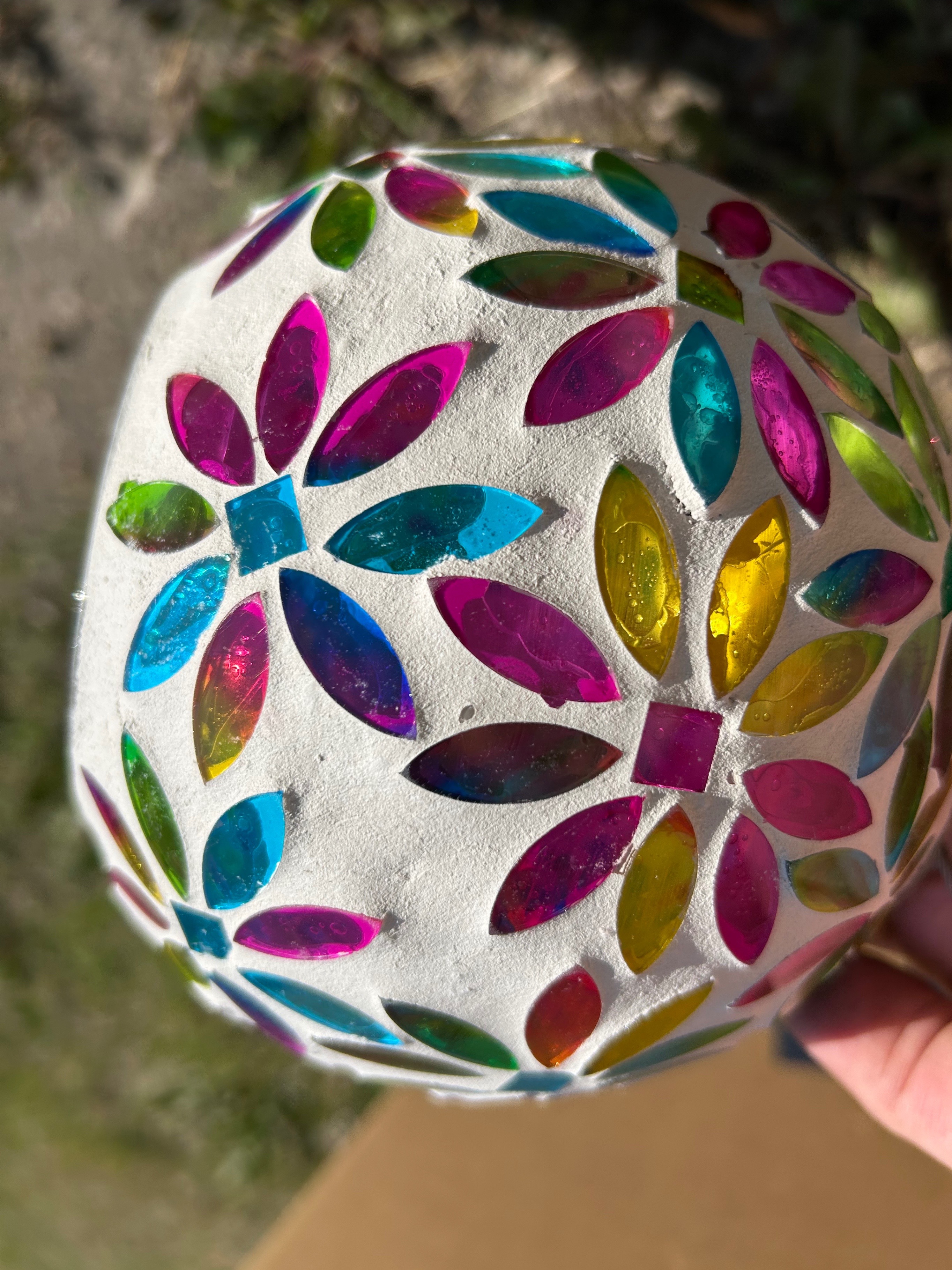 Plaster and Stained Glass Bird Perch/Feeder - photo 3