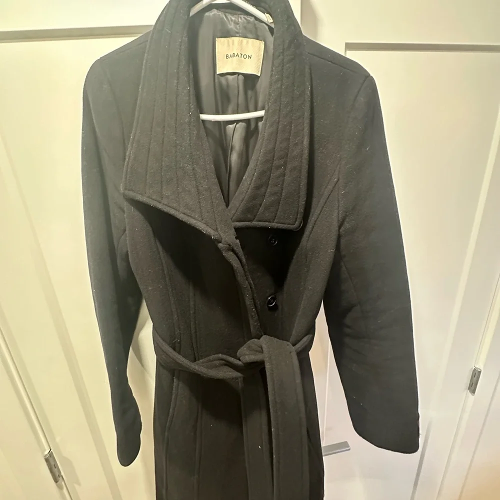Aritzia Babaton Black Belted Wool Coat - photo 2