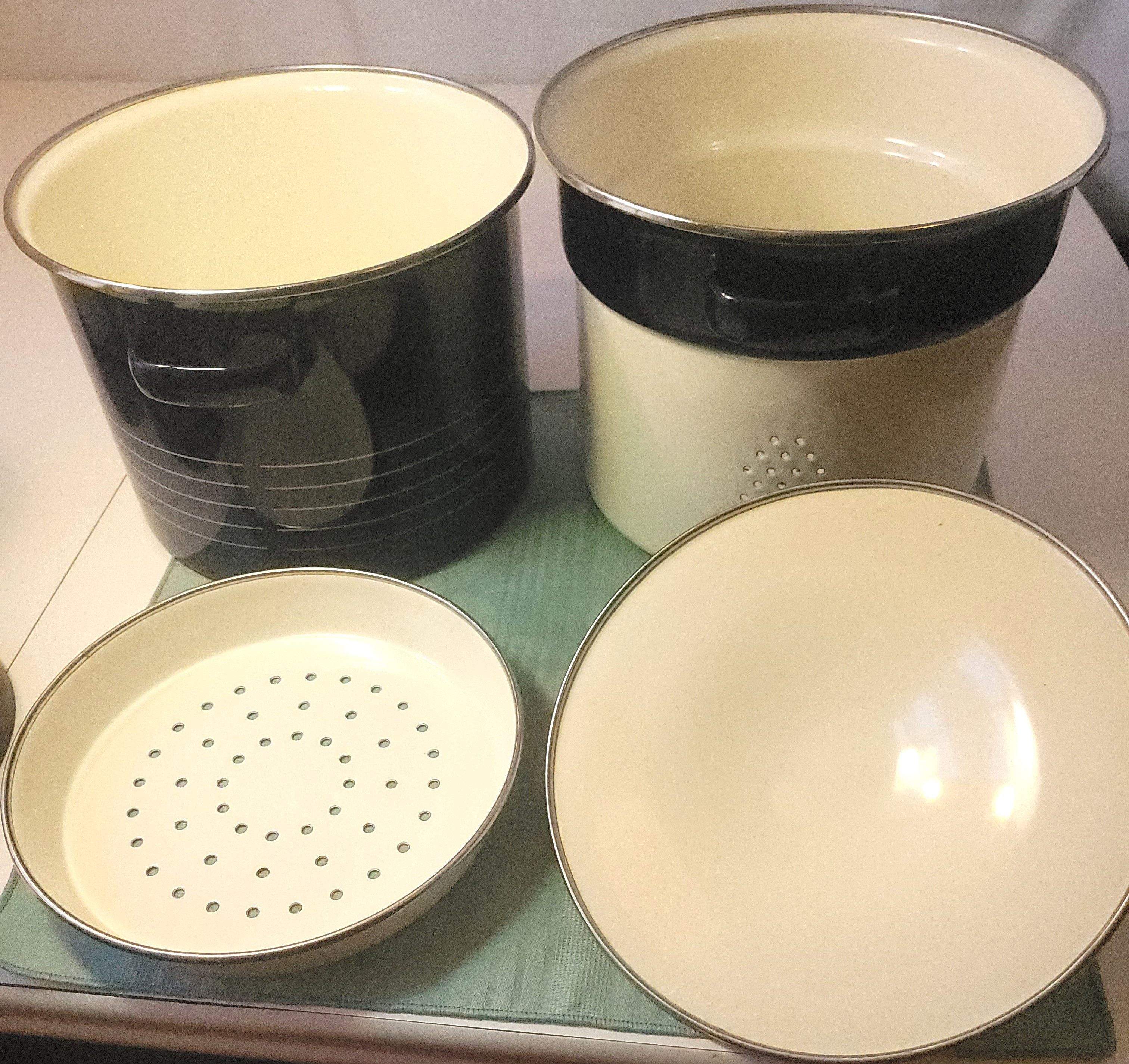 Vintage 4-Piece Cobalt Blue Enamel Multi-Cooker and Steamer Pot - photo 4