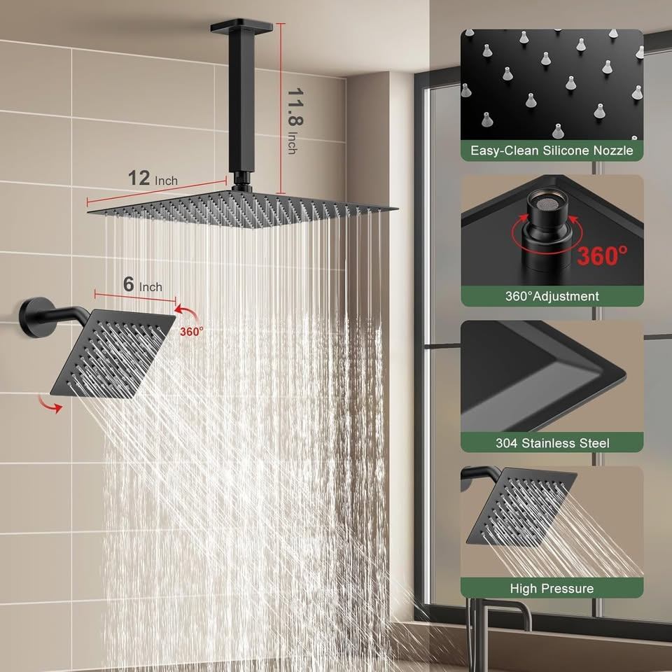 Faucet Set, Bathroom Shower System with 3-Setting Matte Black - photo 3