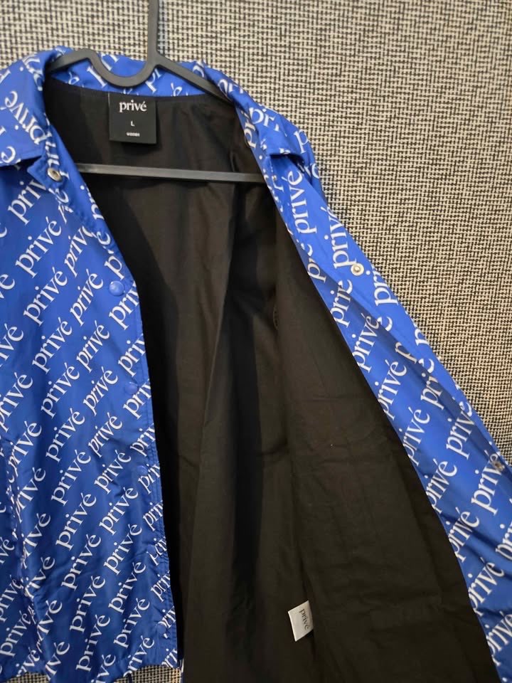 PRIVE BAEKHYUN EXO BLUE WHITE WALL COACH JACKET WOMENS LARGE - photo 3