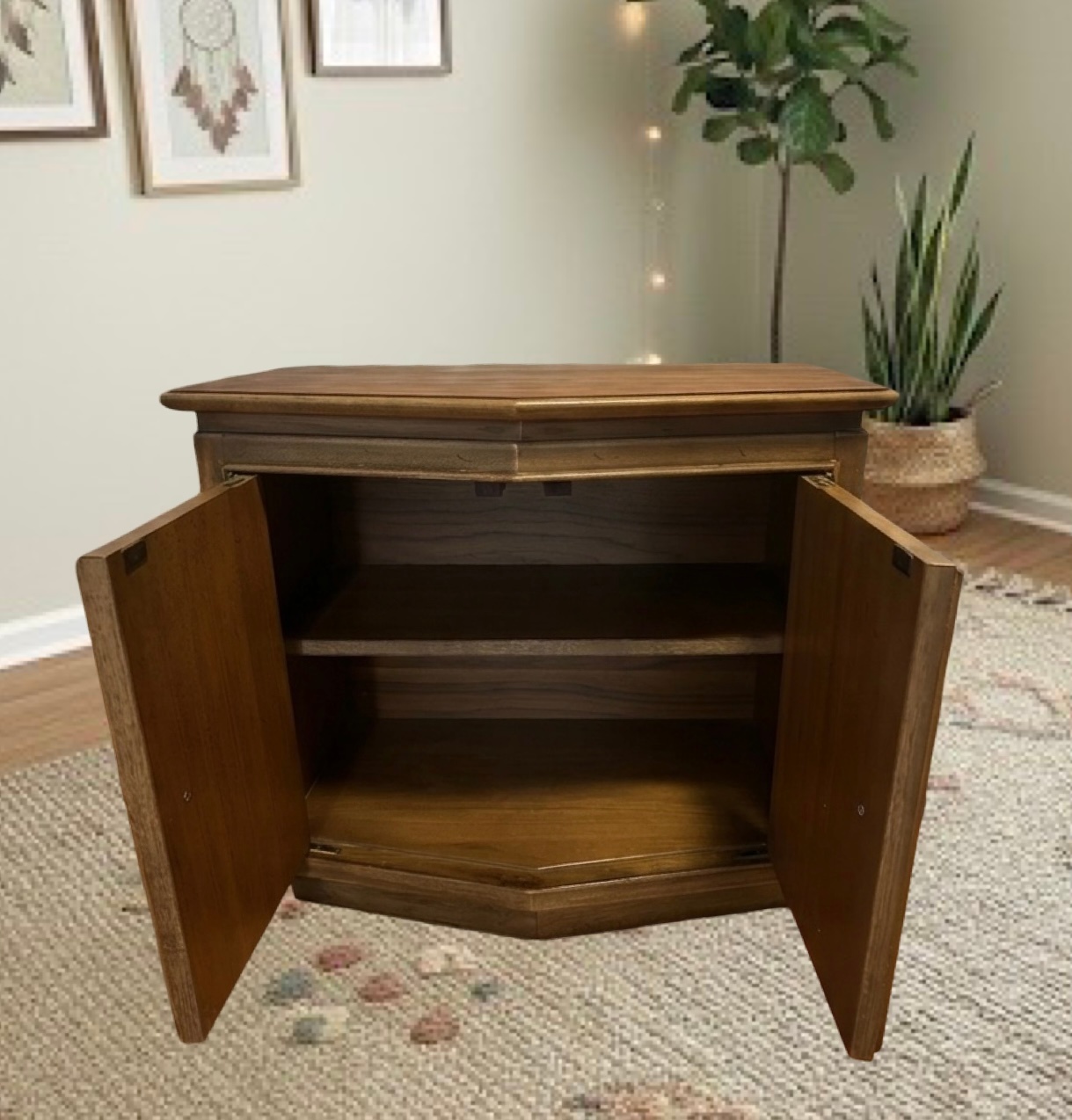 MCM Pair of Vintage Walnut Geometric Nightstands - photo 3