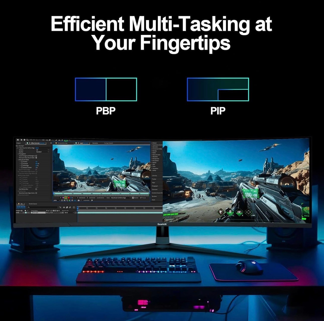 Curved Gaming Monitor 45" 200hz DQHD 5120x1440 1500R Adjustable - photo 2