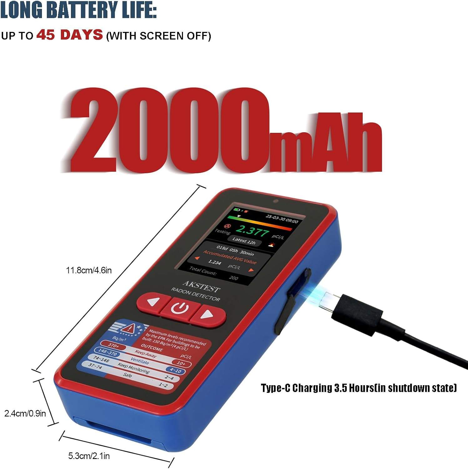 RM-60 Radon Detector with TFT Color Display - photo 2