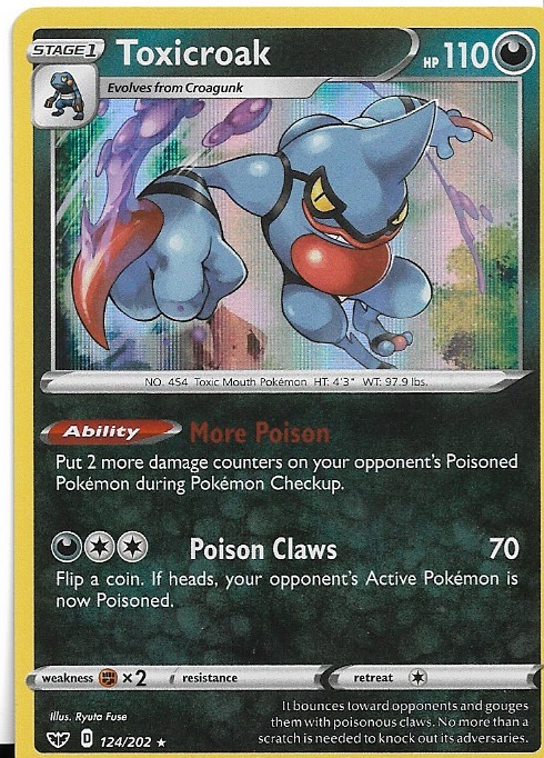 Pokemon Toxicroak 124/202 Sword & Shield Base Holo LP