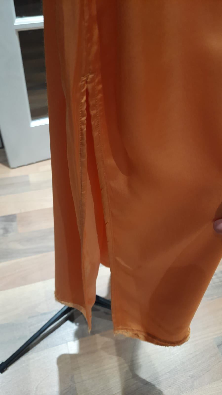 Aerie Shine Orange Midi Skirt with Side Slits - photo 5