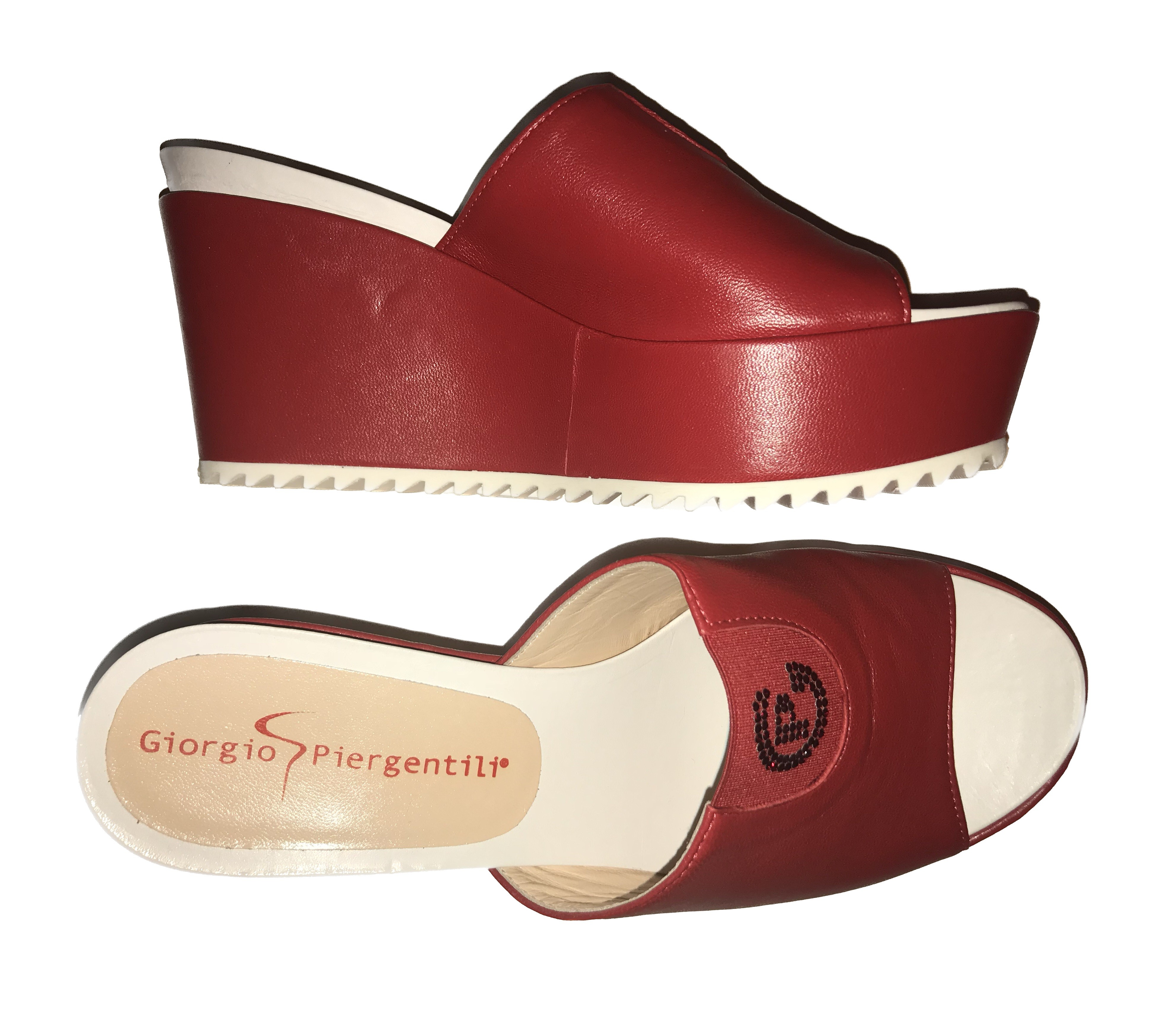 Giorgio Piergentili Red Wedge Mules