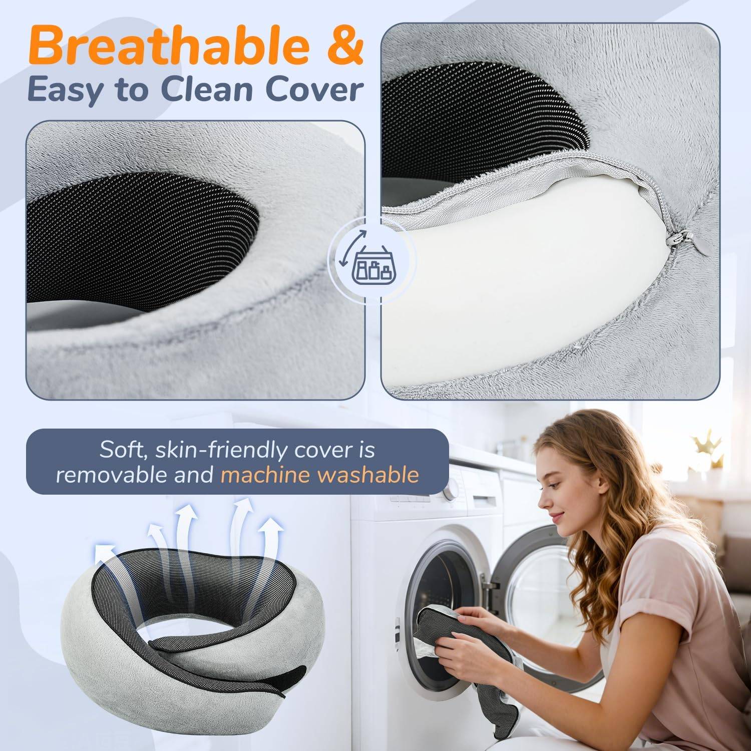 Travel Neck Pillow for Airplane & Car – Ergonomic Memory Foam - photo 5