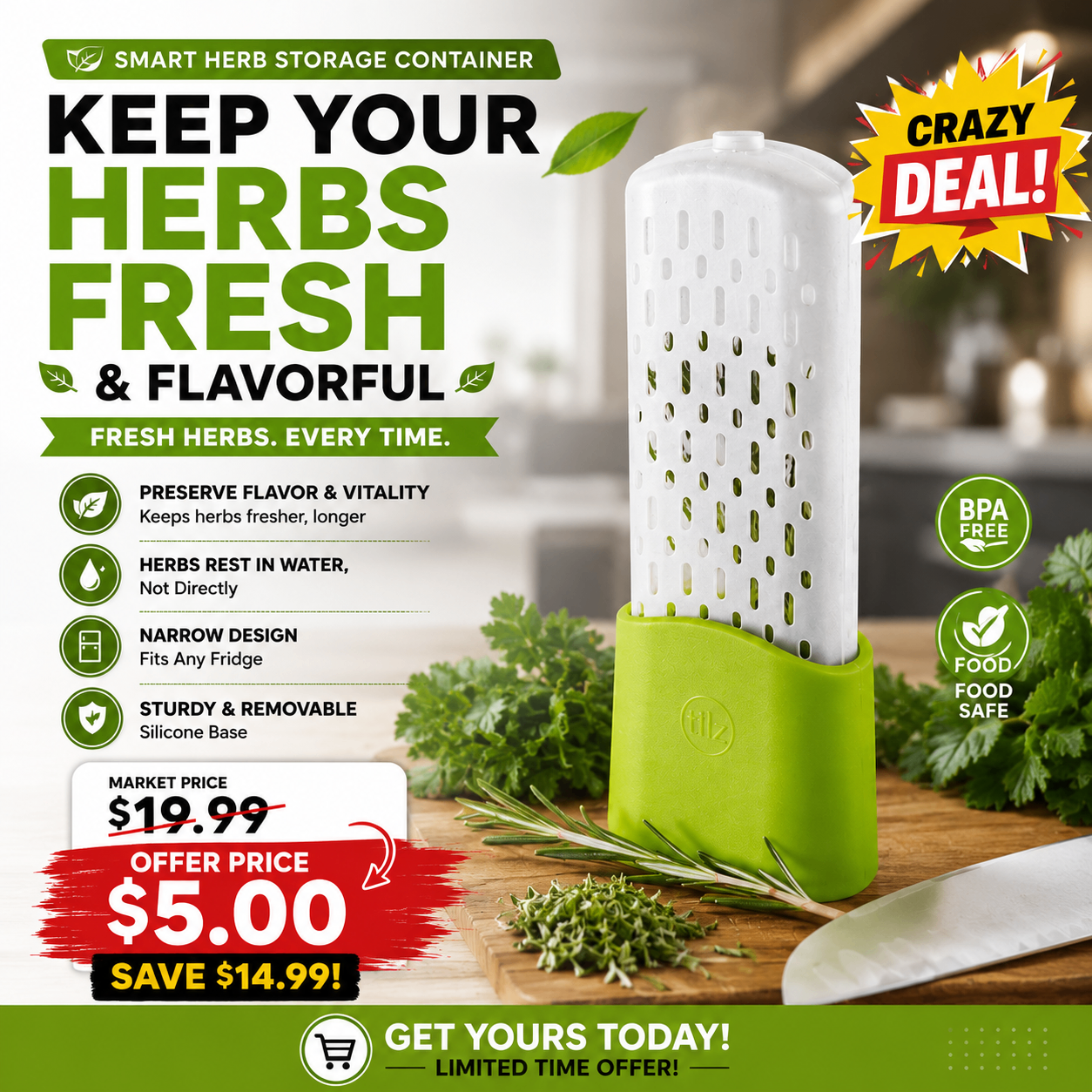 Herb Keeper Fresh Herb Storage Container - photo 2