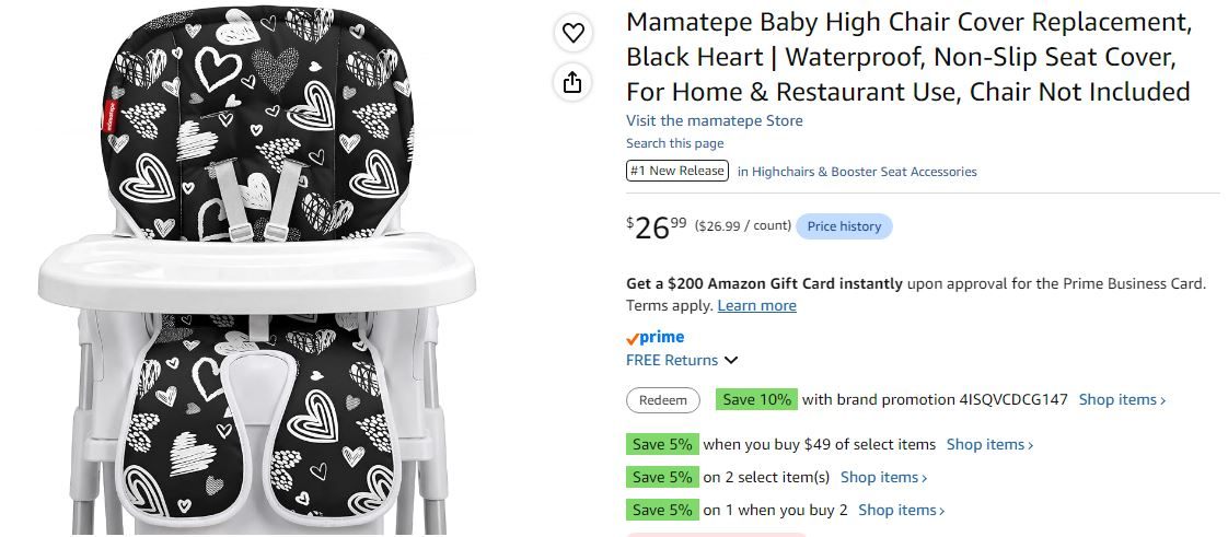 NEW~ Mamatepe Baby High Chair Seat Cover Replacement - photo 5