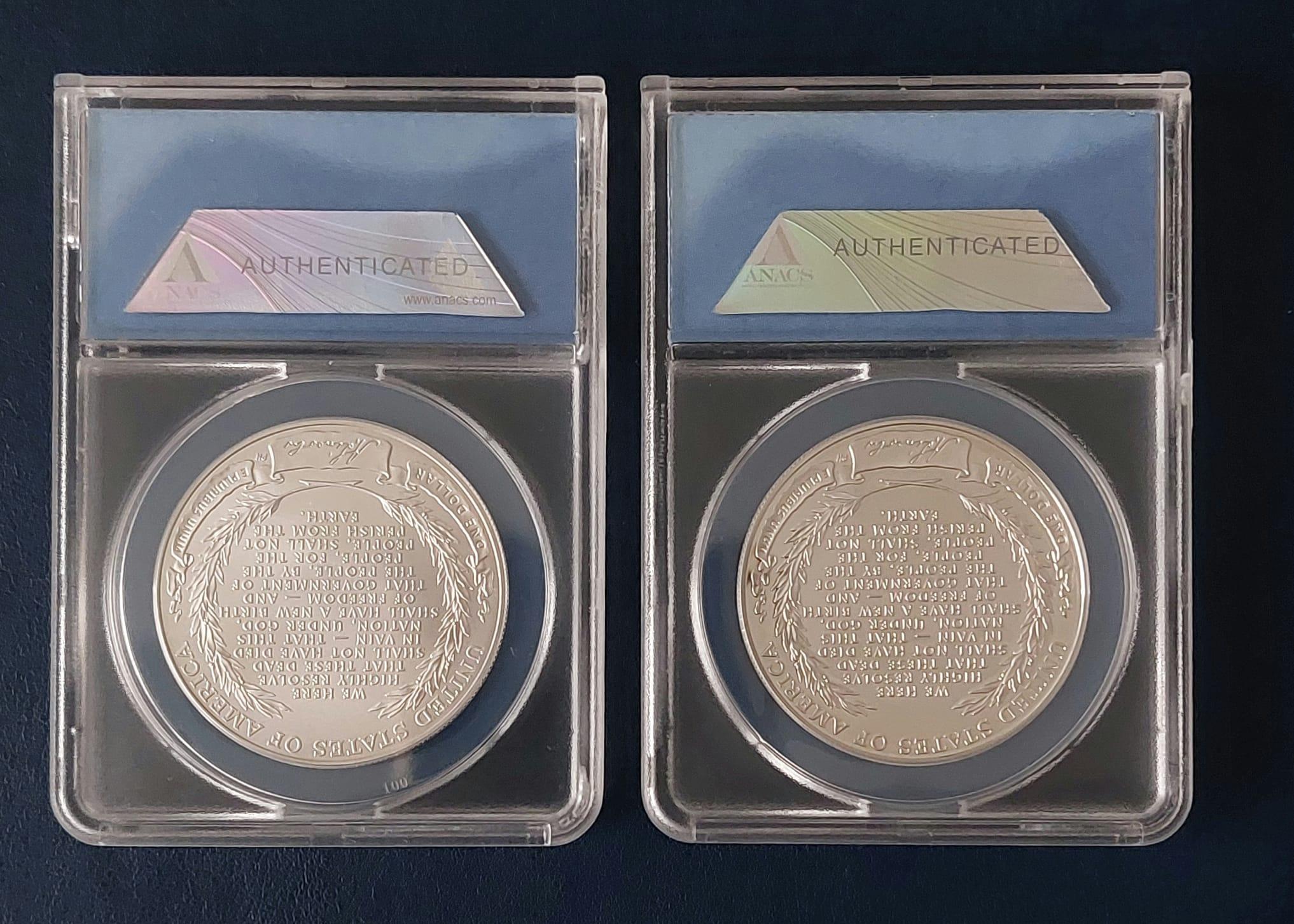 2-Coin 2009-P Lincoln Silver Dollar Set - ANACS MS70 & PR70 DCAM - photo 2