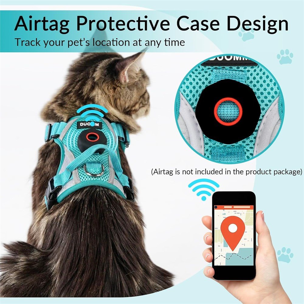 Medium Escape-Proof Cat Harness & Leash Set with AirTag Holder - photo 2