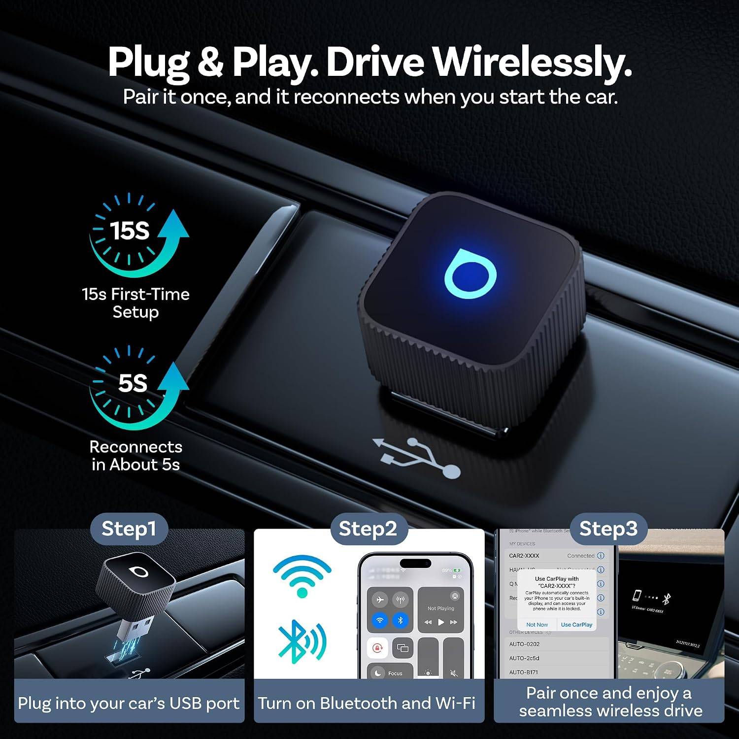 Ottocast Mini Slim Wireless CarPlay Adapter & Android Auto - photo 5