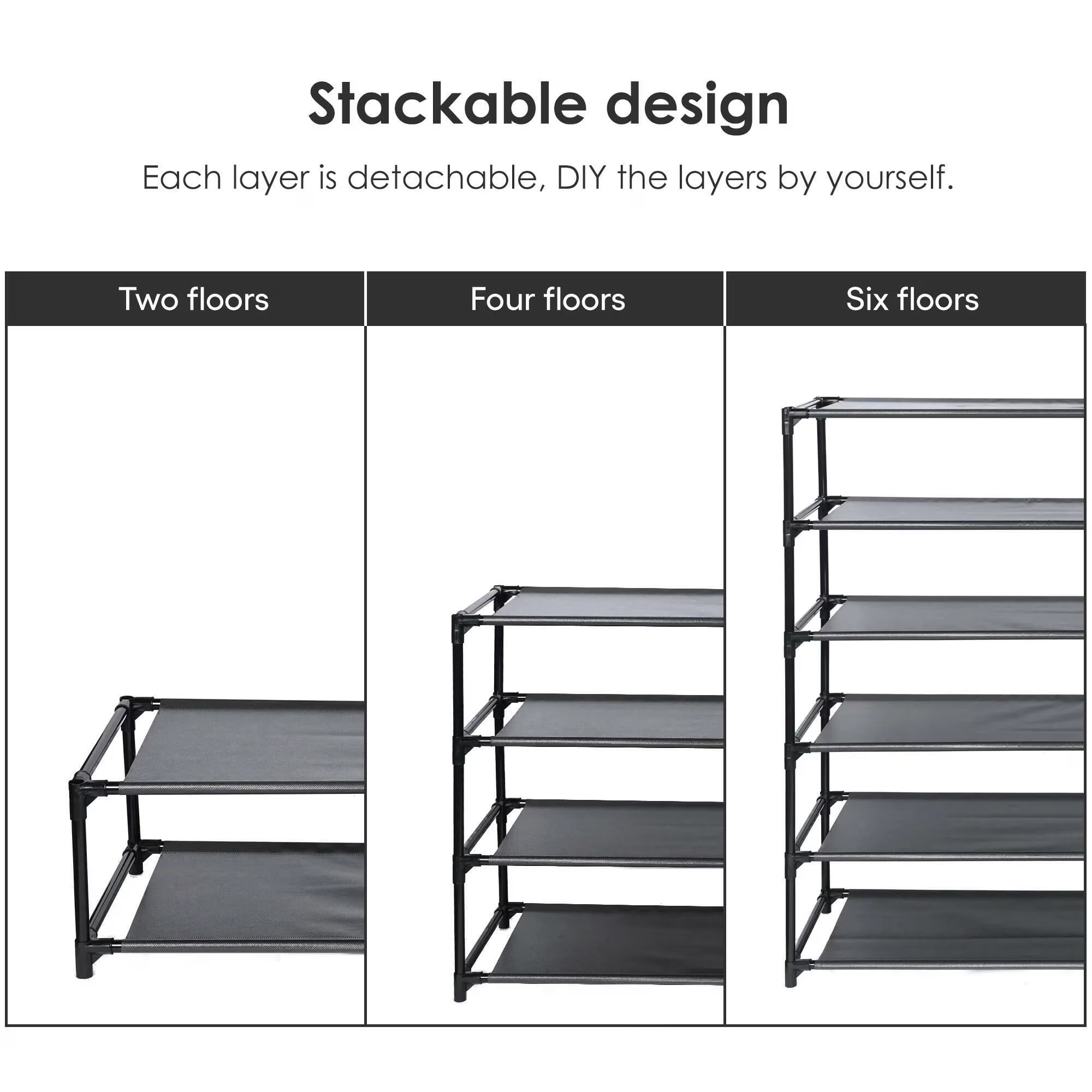 6-Tier Stackable Space Saving Shoe Rack - photo 2
