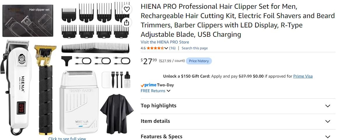 NEW~ HIENA PRO Hair Clipper & Beard Trimmer Kit - photo 5