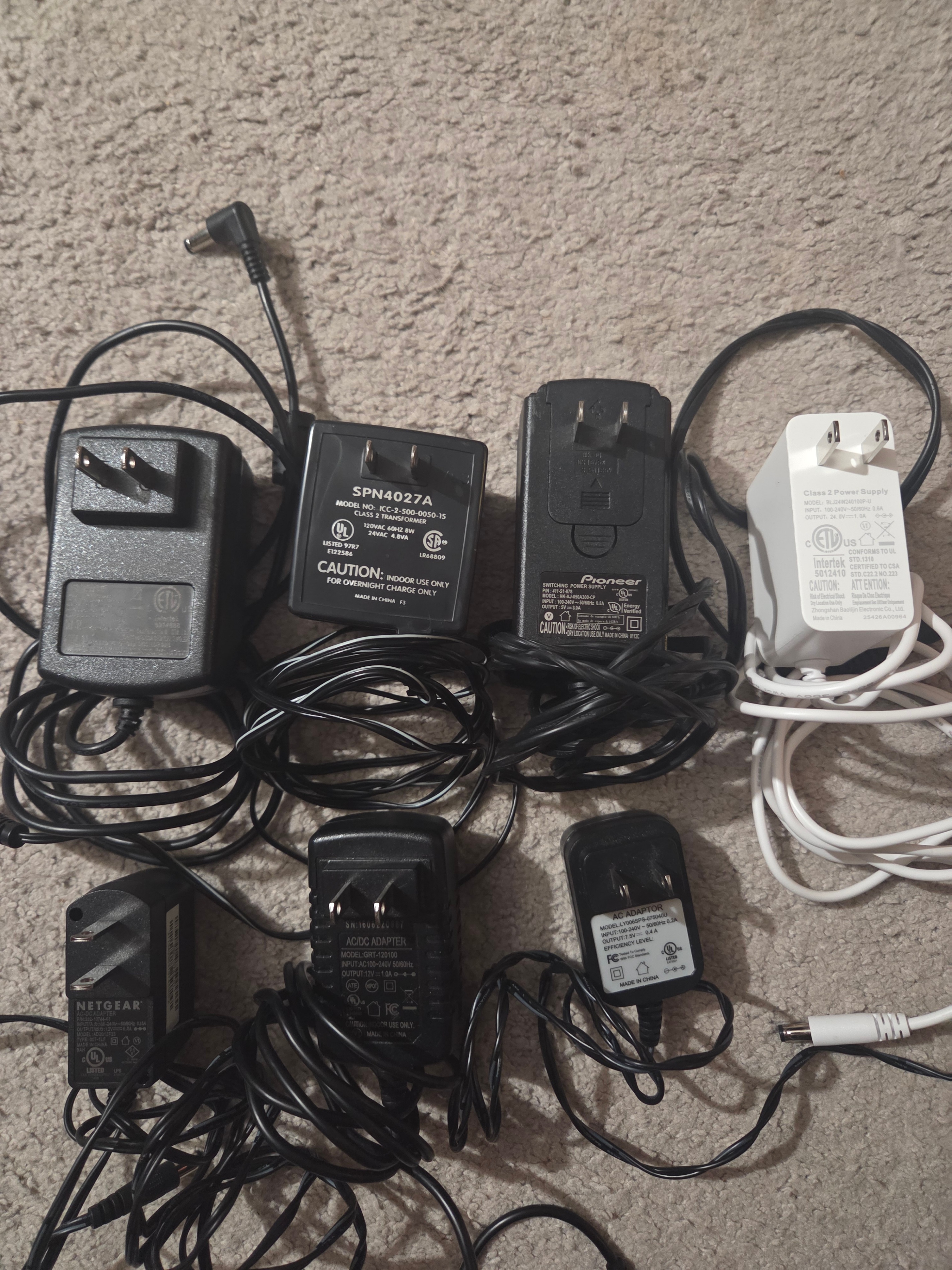 Assorted AC/DC Power Supply Adapters (5V, 7.5V, 12V, 13V, 24V)