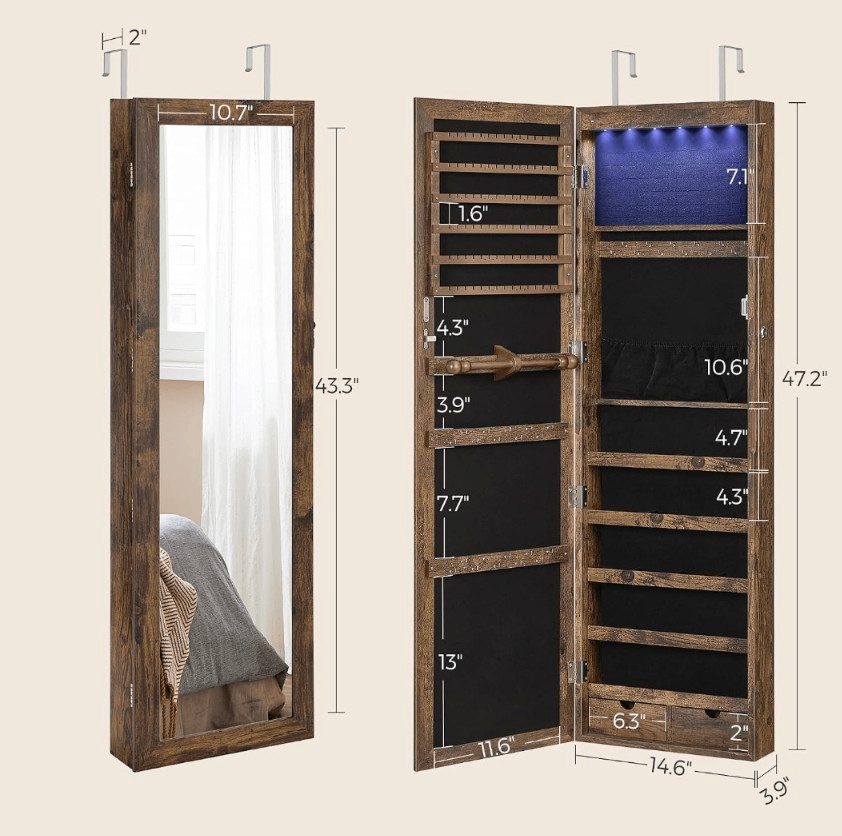SONGMICS 6 LED Mirror Jewelry Cabinet (Excellent Condition) - photo 2