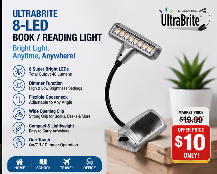 UltraBrite 8-LED Clip-On Reading Light | NEW | Only $10 - photo 4