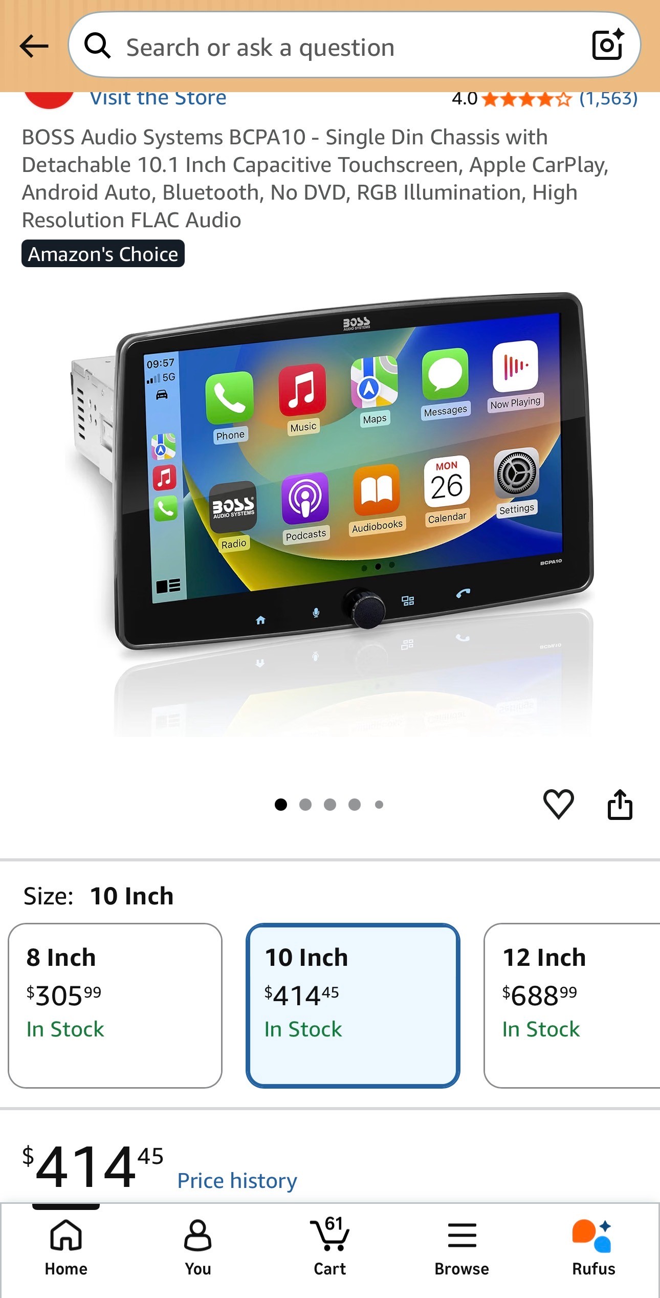 BOSS Touch Audio Systems 10.1" Apple/Android CarPlay BCPA10 FLAC