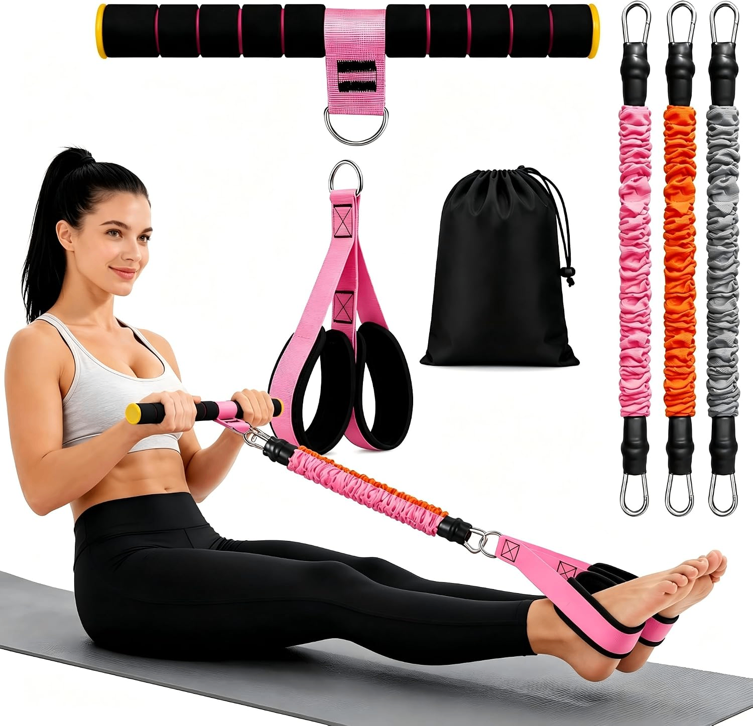 Pedal Resistance Bands with Handles 3 Levels Strength Set
