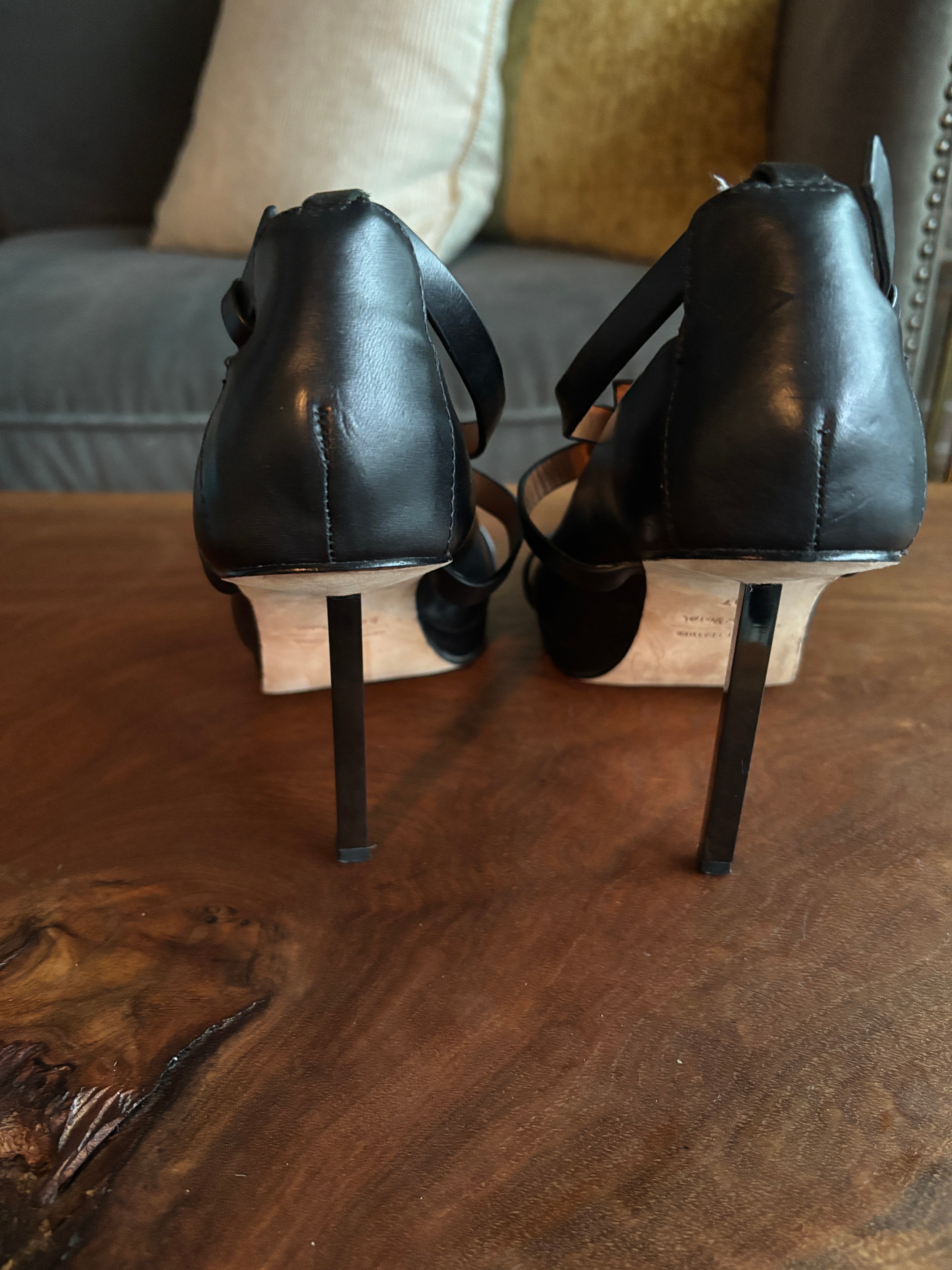 &OtherStories Black Leather Cage Platform Heels - 37 EU / 6.5 US - photo 4